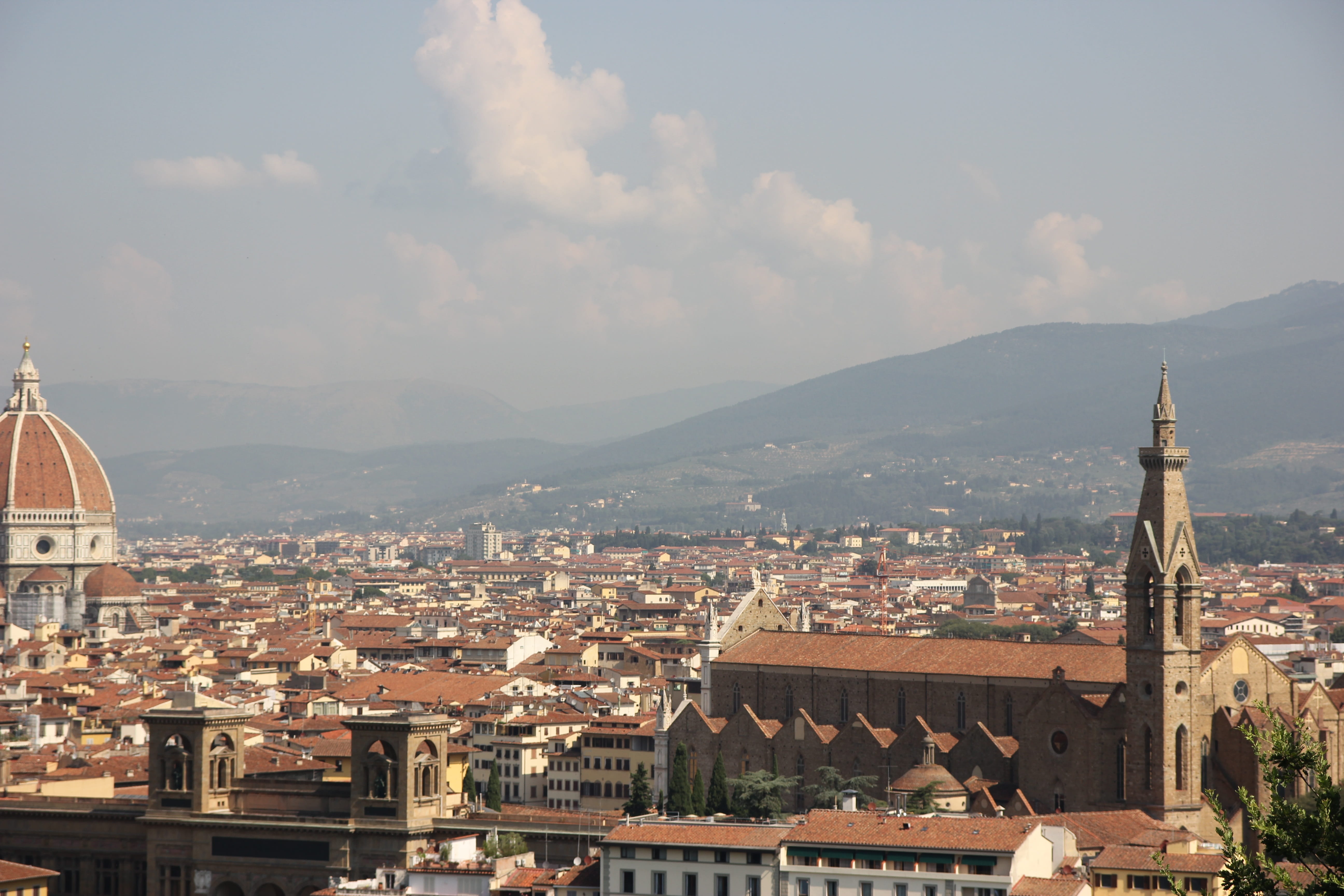 built structure, cathedral, observation deck, sky, spire, outdoors, cloud - sky, tourism, italy, city, 5K, crowded, tower, florence, spirituality, cityscape, HD Wallpaper