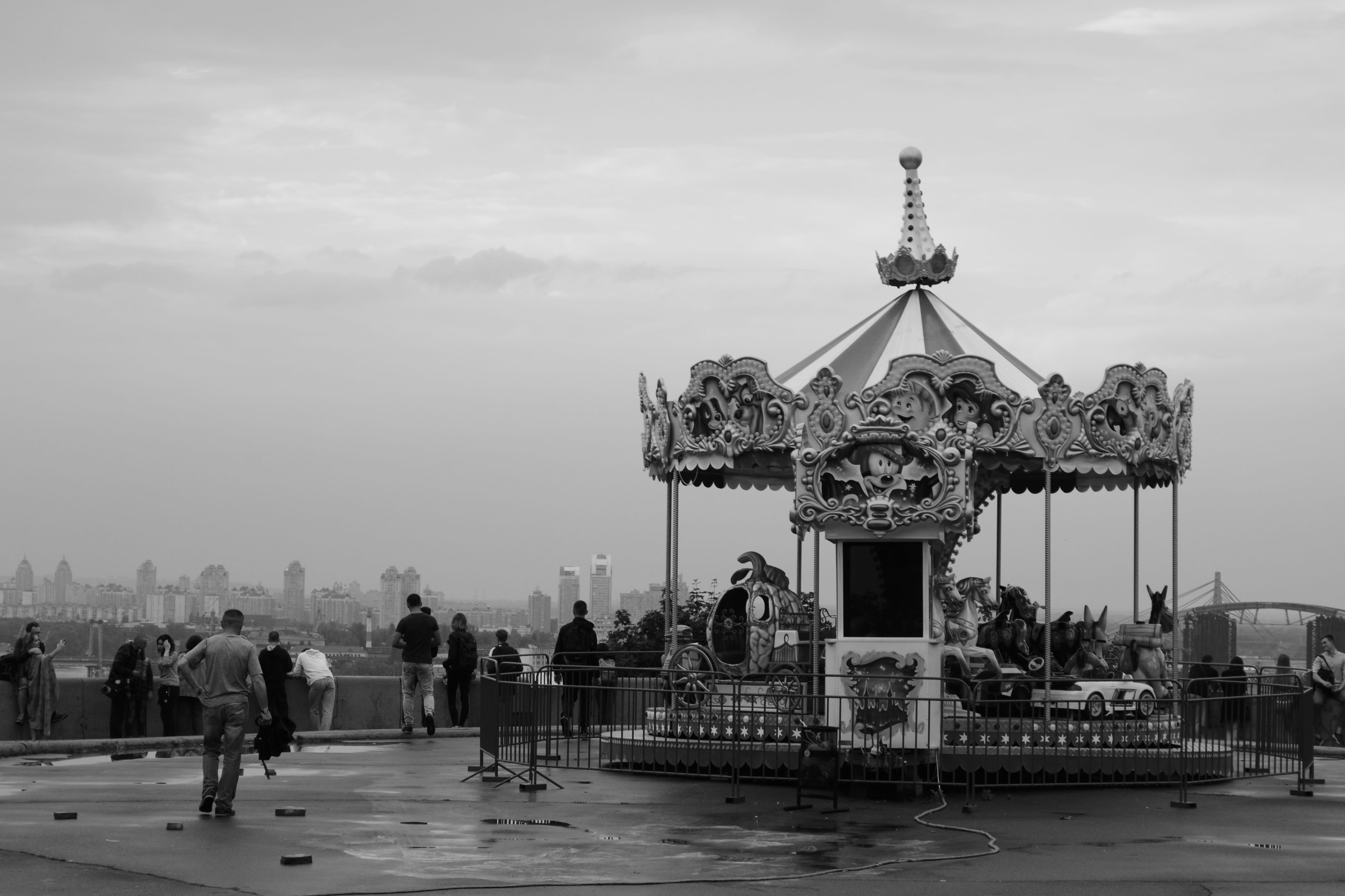 leisure activity, outdoors, crowd, cityscape, people, sky, disney, architecture, day, observation deck, men, attraction, cloud - sky, overview, city, water, HD Wallpaper