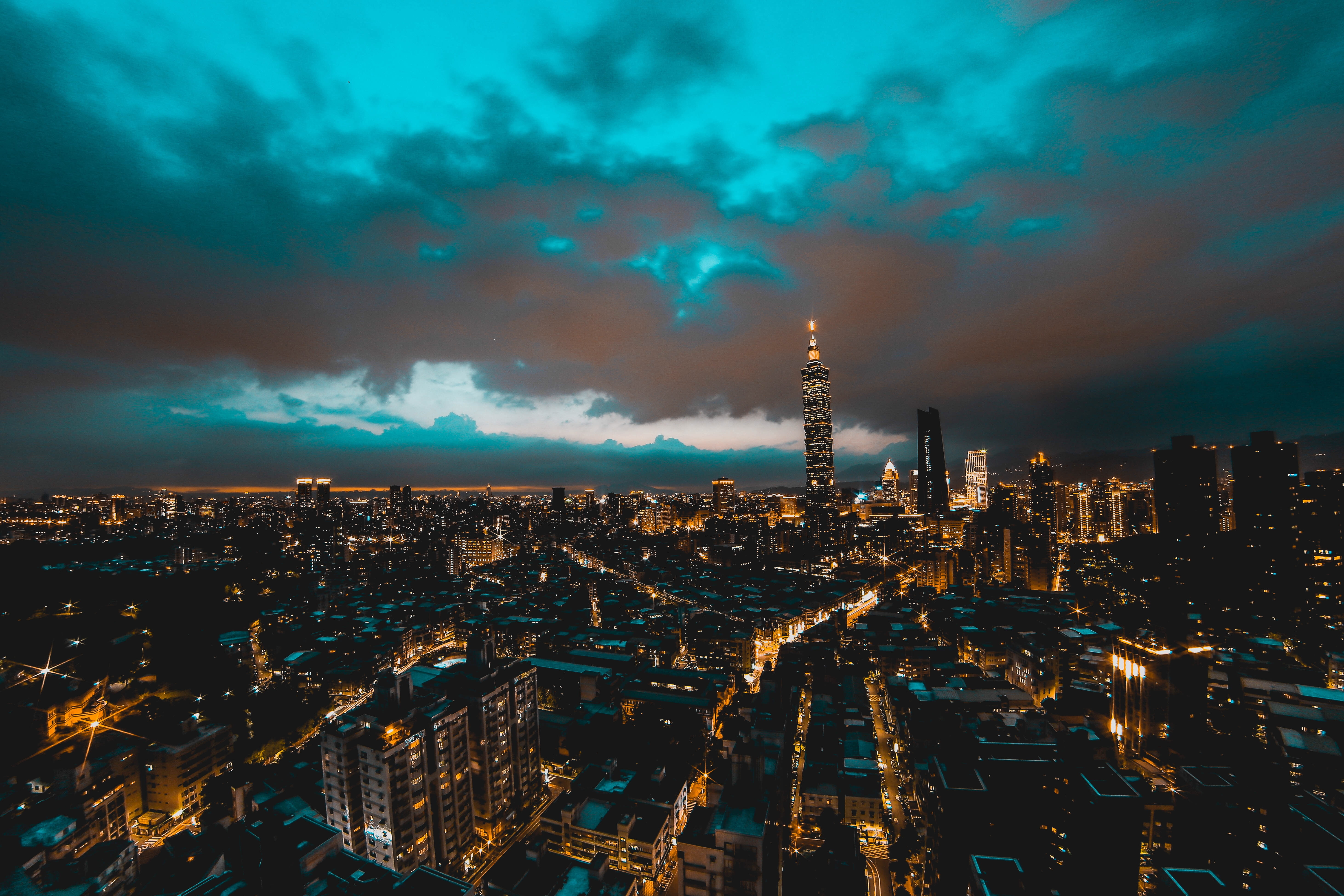 dusk, asia, built Structure, taipei, downtown District, crowd, urban Skyline, night, black, finance, city Life, panoramic, tokyo Prefecture, building, architecture, HD Wallpaper