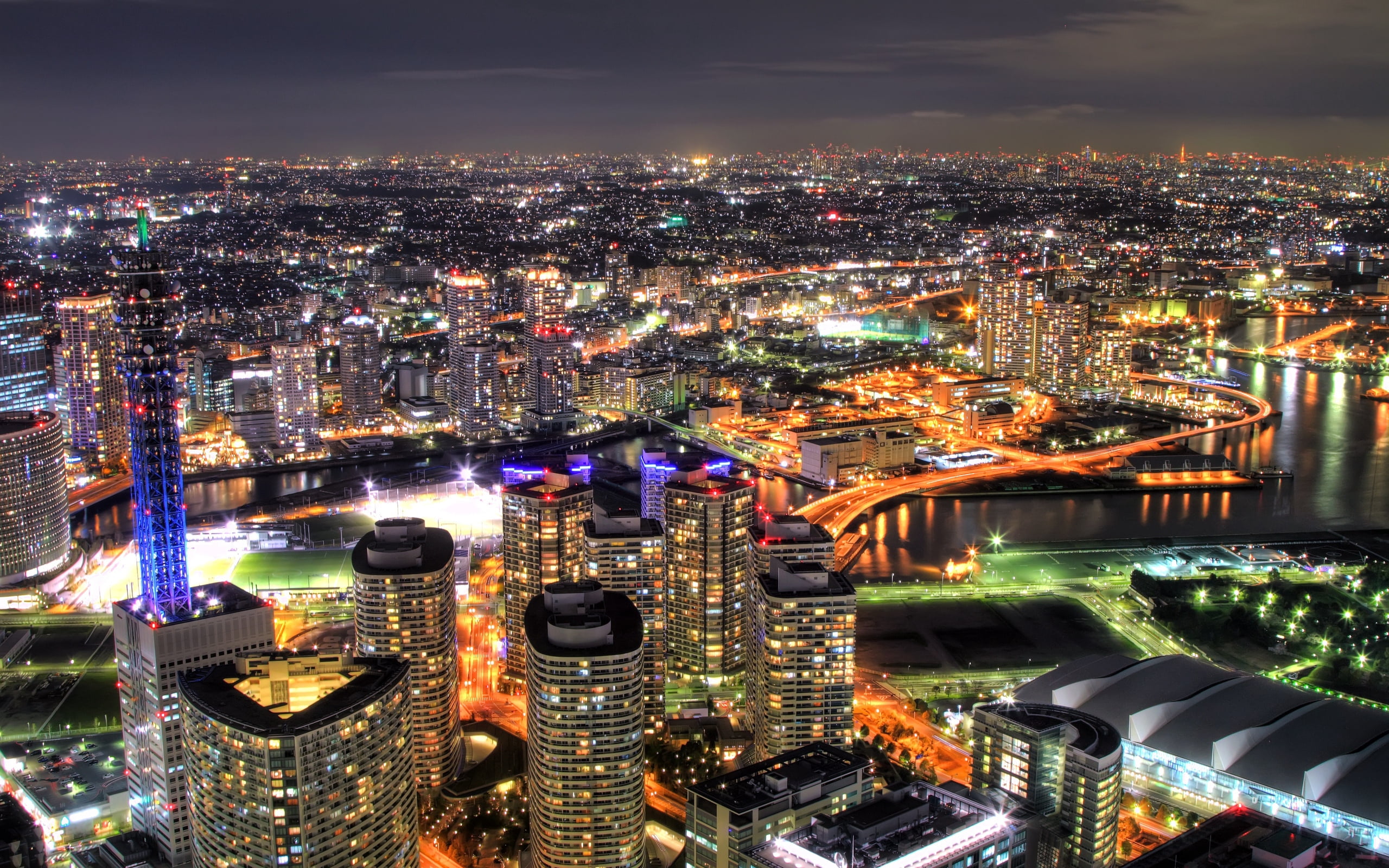 office building exterior, hdr, dusk, business, street, 2K, high, rise, urban Scene, lighting Equipment, city Life, reflection, night, aerial View, light - Natural Phenomenon, HD Wallpaper
