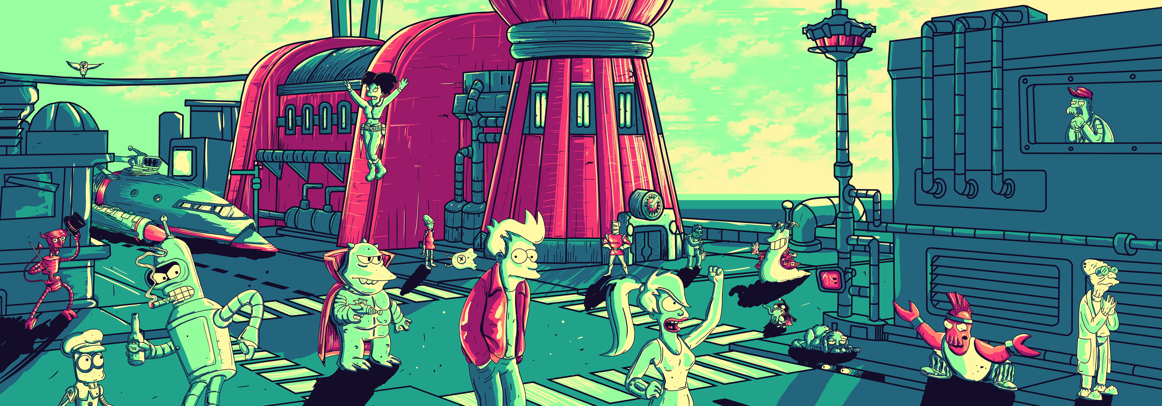 TV Series, science fiction, Futurama, cartoon, Rolando Lopez Fonseca, ArtStation, 4K, HD Wallpaper