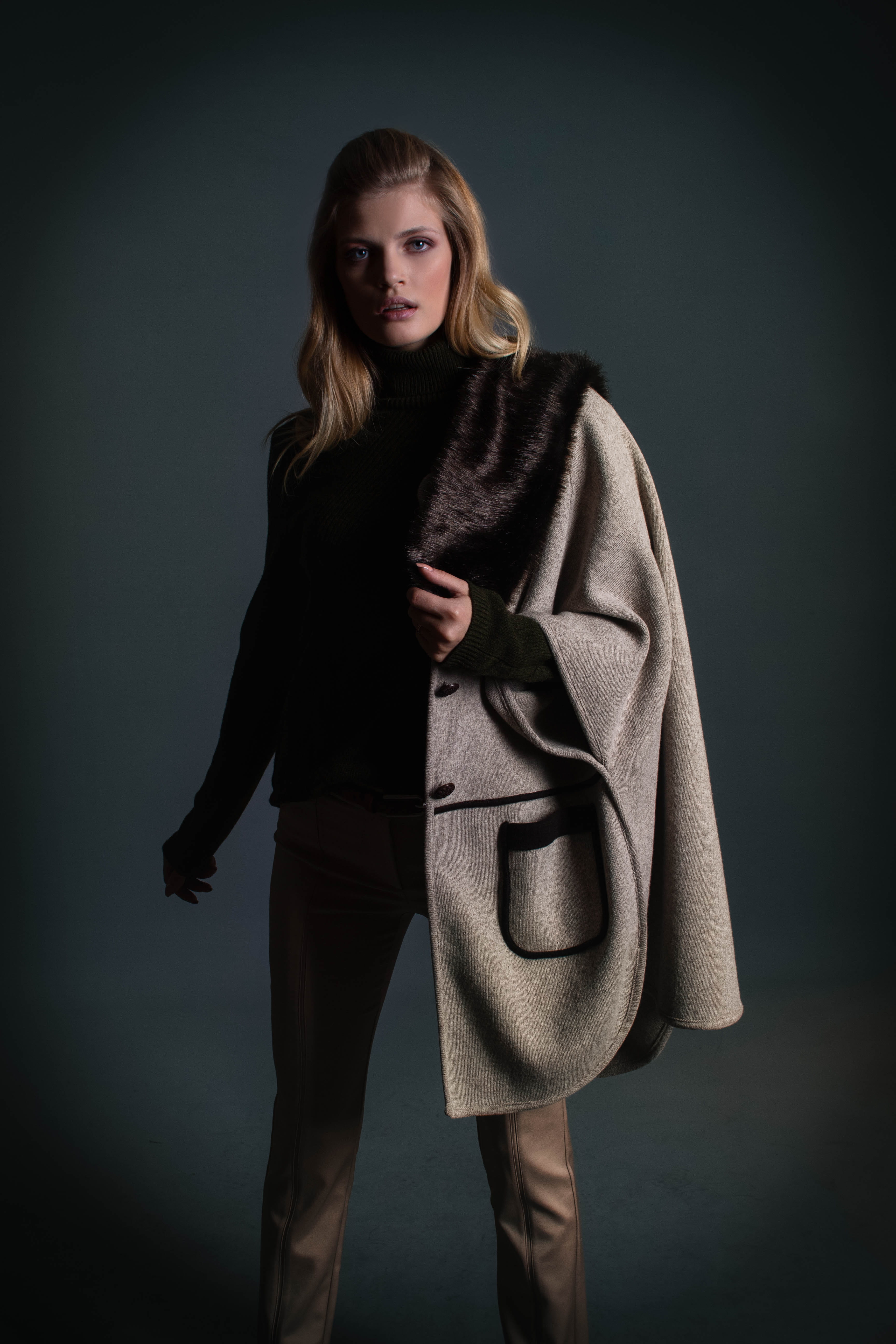 runway, hood, cape, hair, coat, women, warm clothing, human, gray, sweater, beautiful woman, fleece, lifestyles, one person, hoodie, trench coat, overcoat, Phone HD Wallpaper