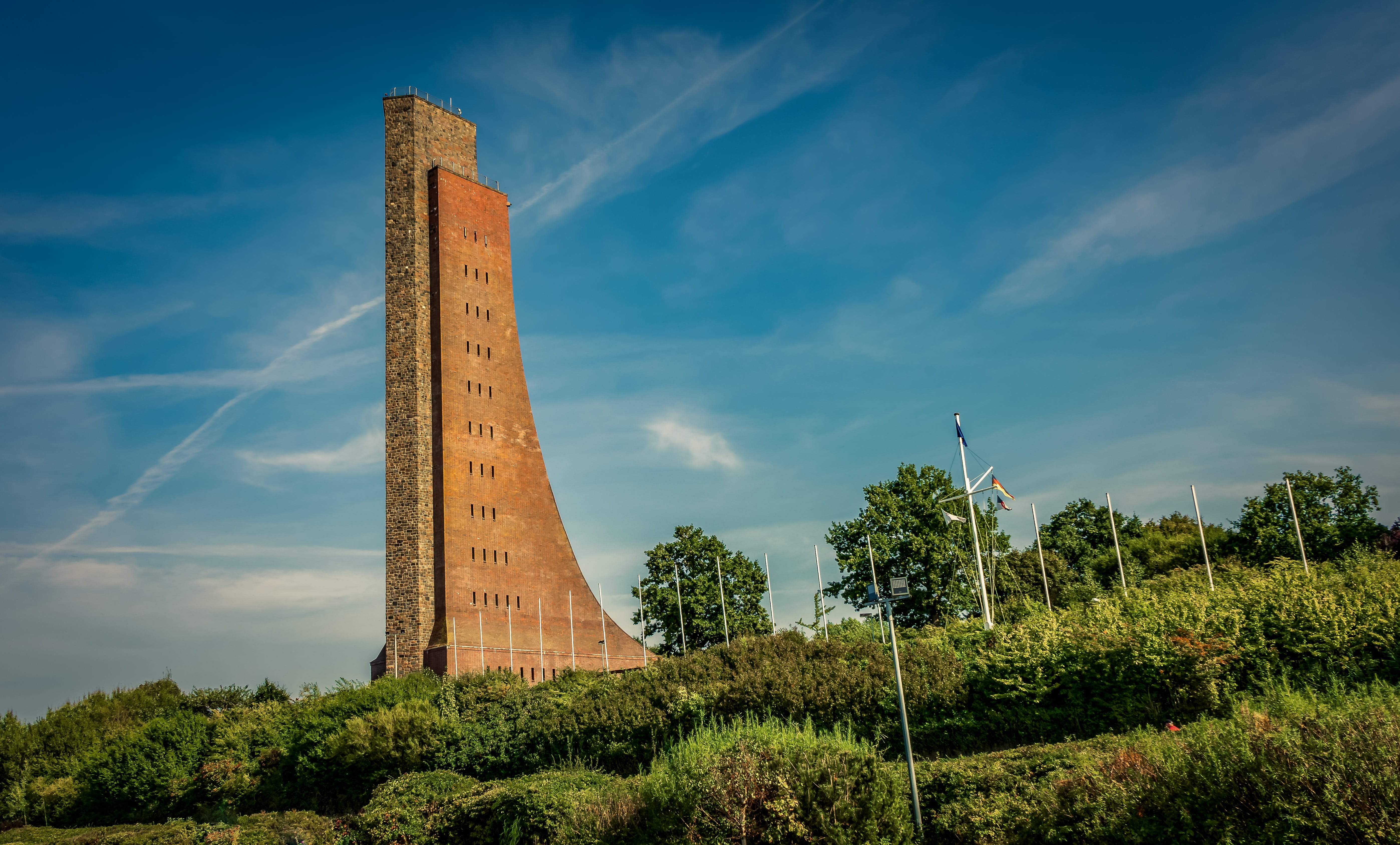 tower, day, plant, architecture, travel, travel destinations, monument, sky, green color, the past, landscape, coast, building exterior, cloud - sky, laboe, HD Wallpaper