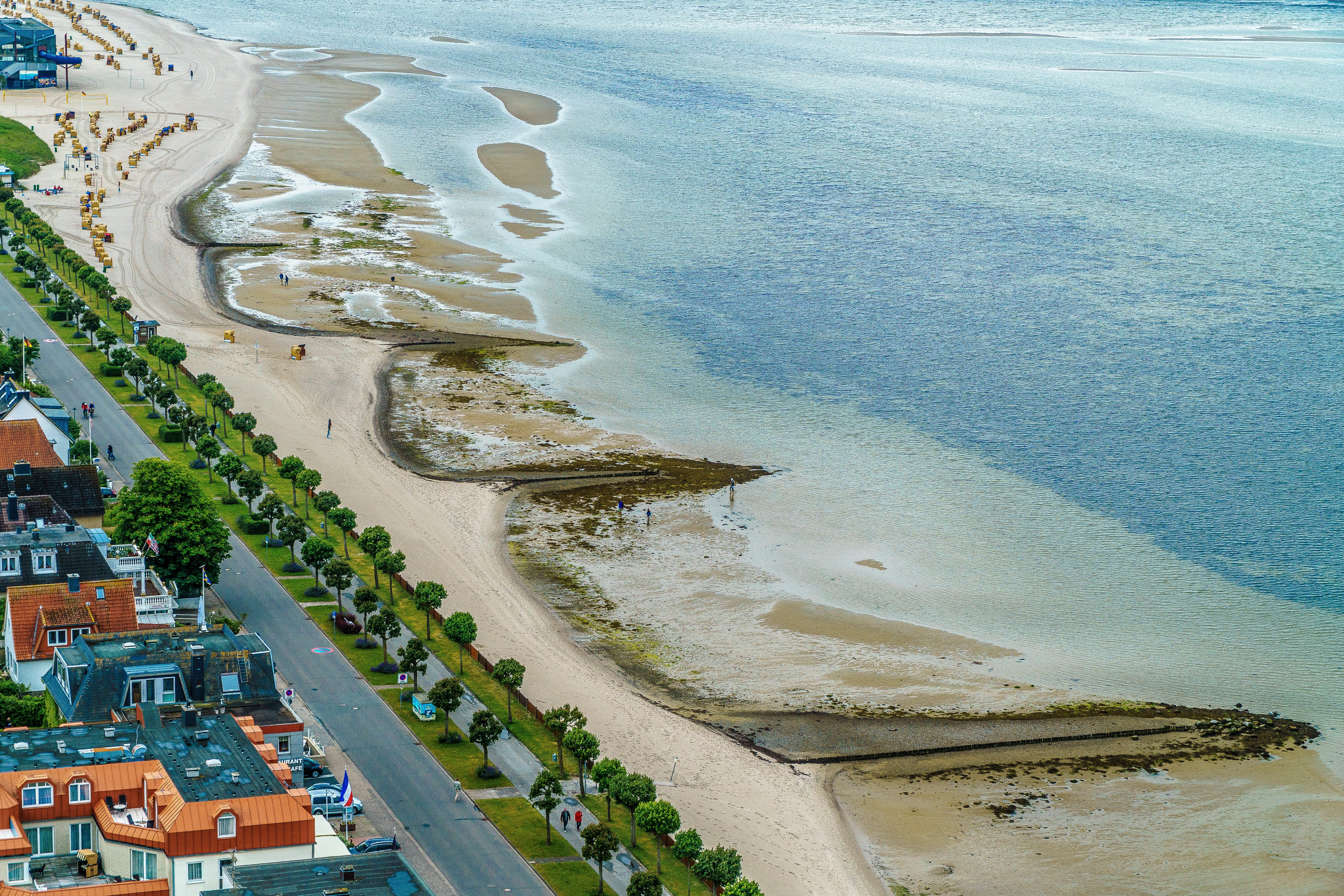 Water, Beach, travel, marine cenotaph, travel destinations, mecklenburg, Sea, aerial view, beauty in nature, built structure, Baltic Sea, city, coast, luxury, HD Wallpaper