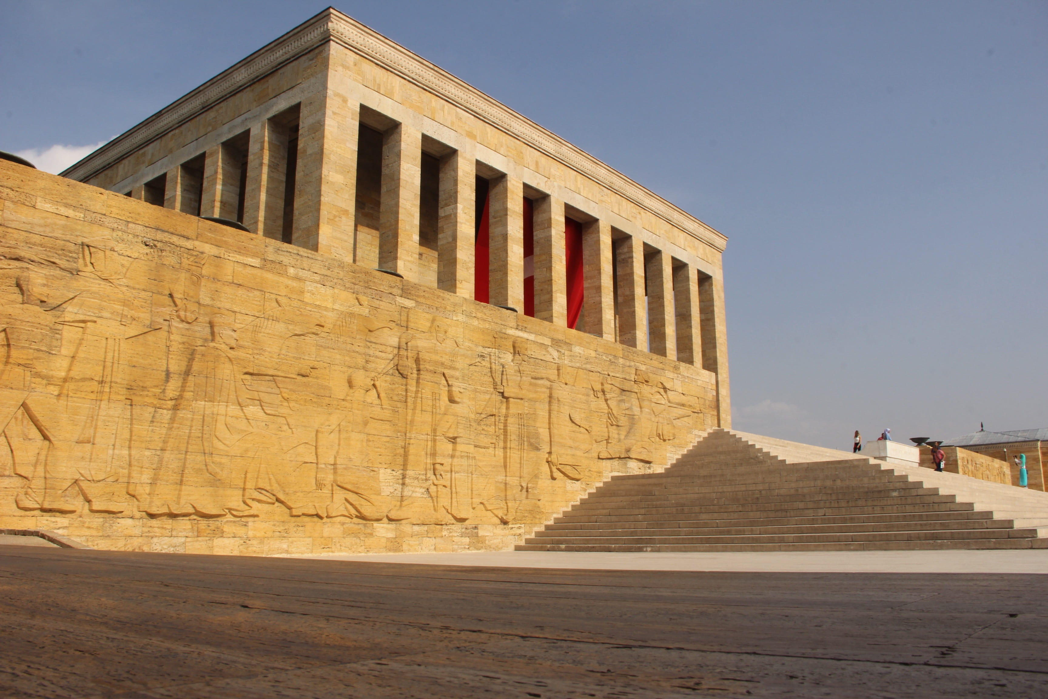 stairs, city, sky, no people, sunlight, blue, architecture, outdoors, archaeology, built structure, history, land, travel destinations, mausoleum, relief, HD Wallpaper