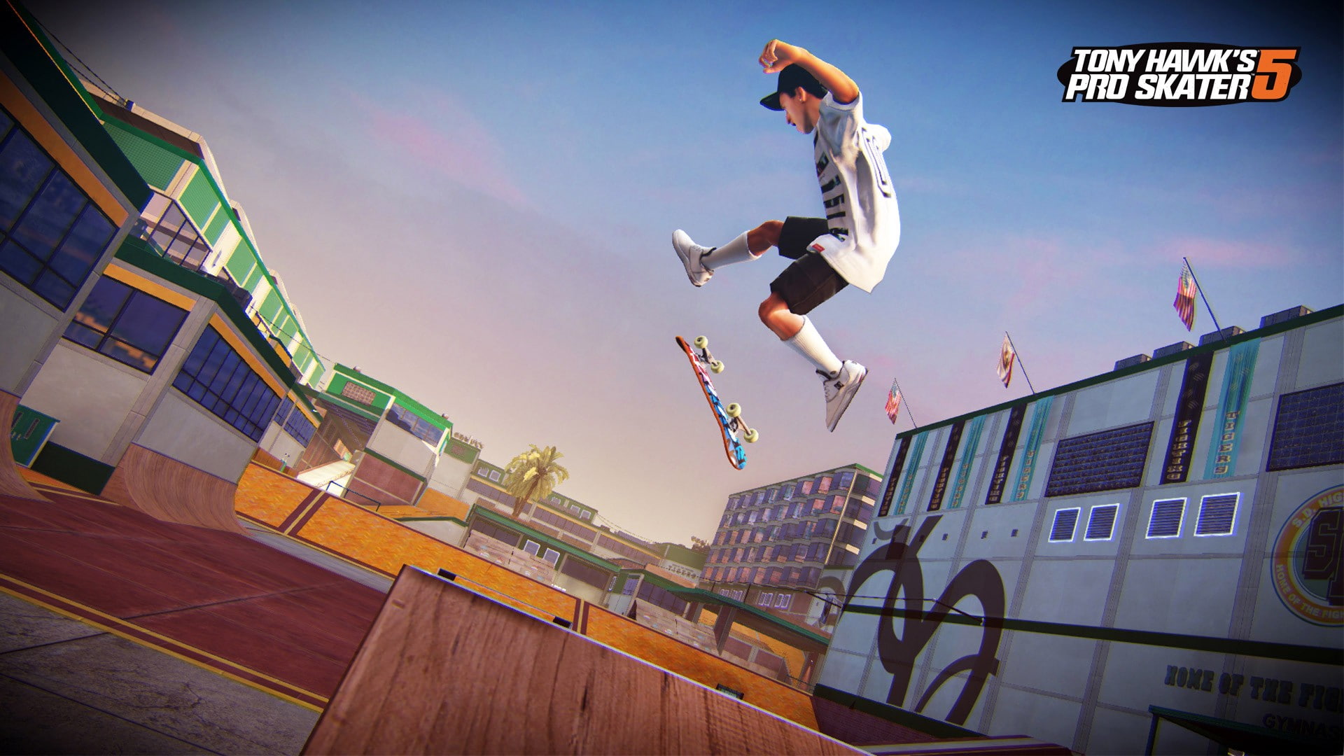 building exterior, young adult, arms raised, one person, Tony Hawks Pro Skater 5, outdoors, sky, men, teenager, vitality, leisure activity, motion, 1080P, HD Wallpaper