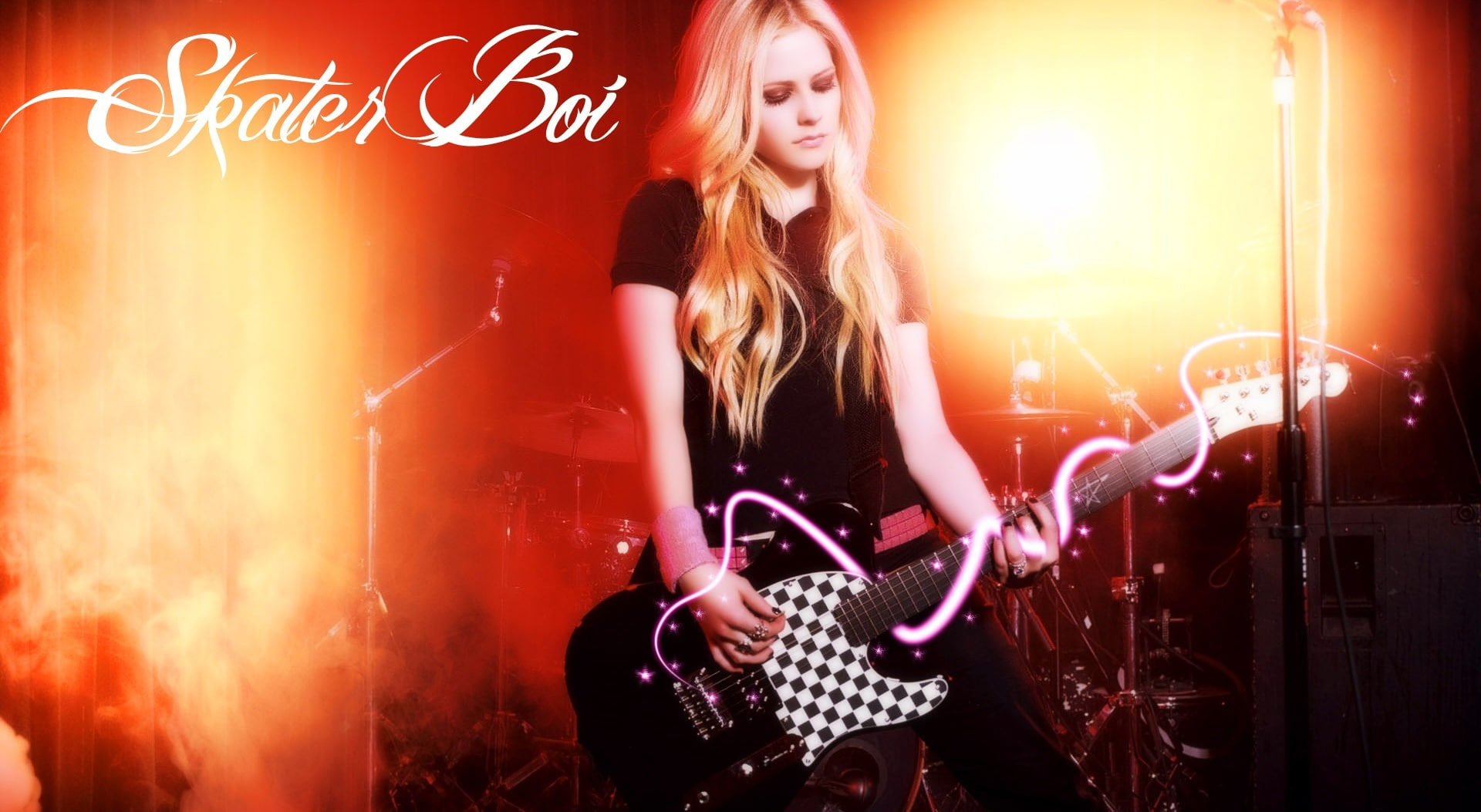 plucking an instrument, arts culture and entertainment, one person, musician, adult, boy, young adult, Music, electric, Avril Lavigne, nightlife, 1080P, HD Wallpaper