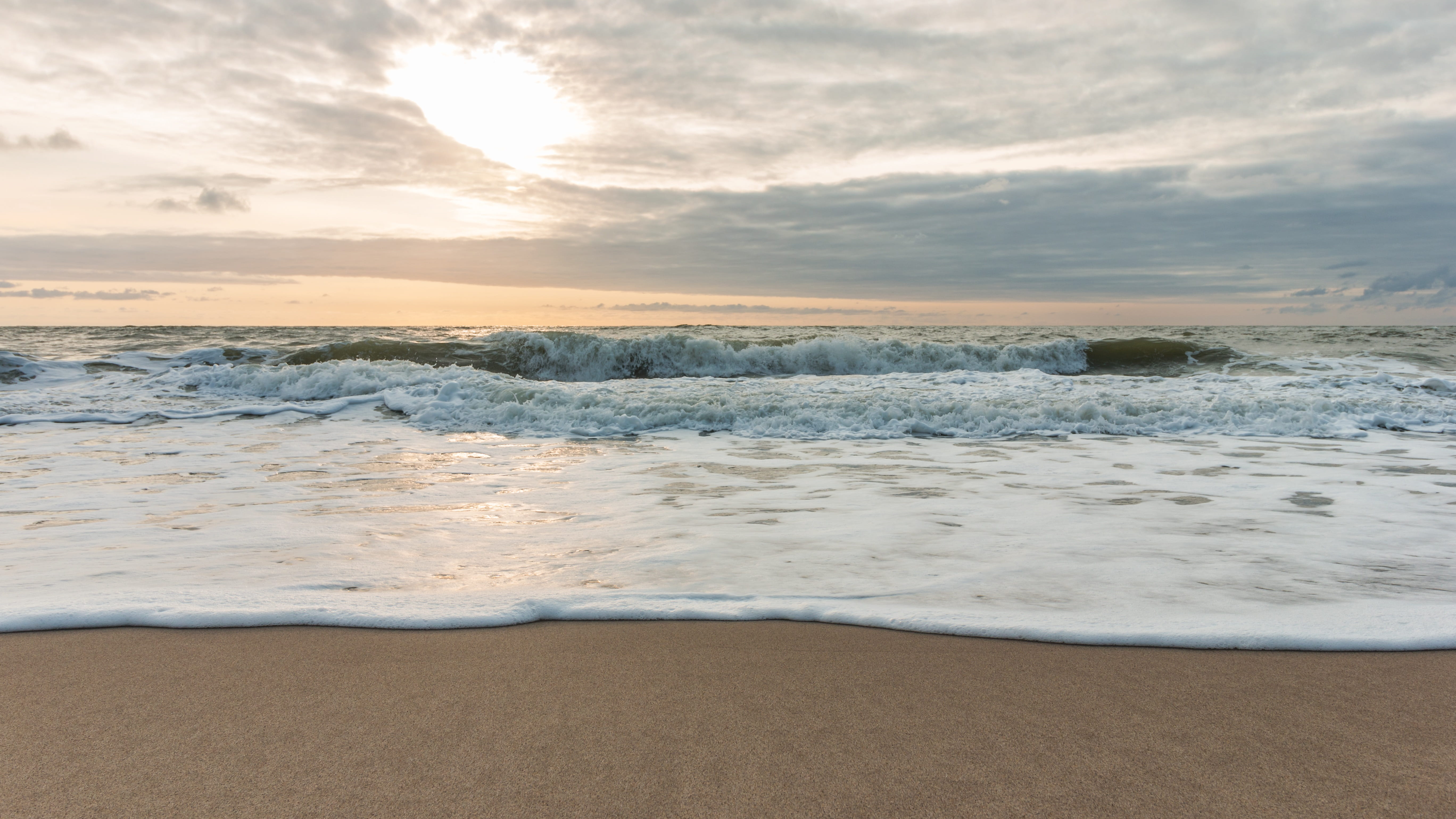 tranquility, cloud - sky, mood, surfing, sea, sky, power in nature, sand, beauty in nature, tranquil scene, motion, scenics - nature, 5K, sunset, wave, HD Wallpaper