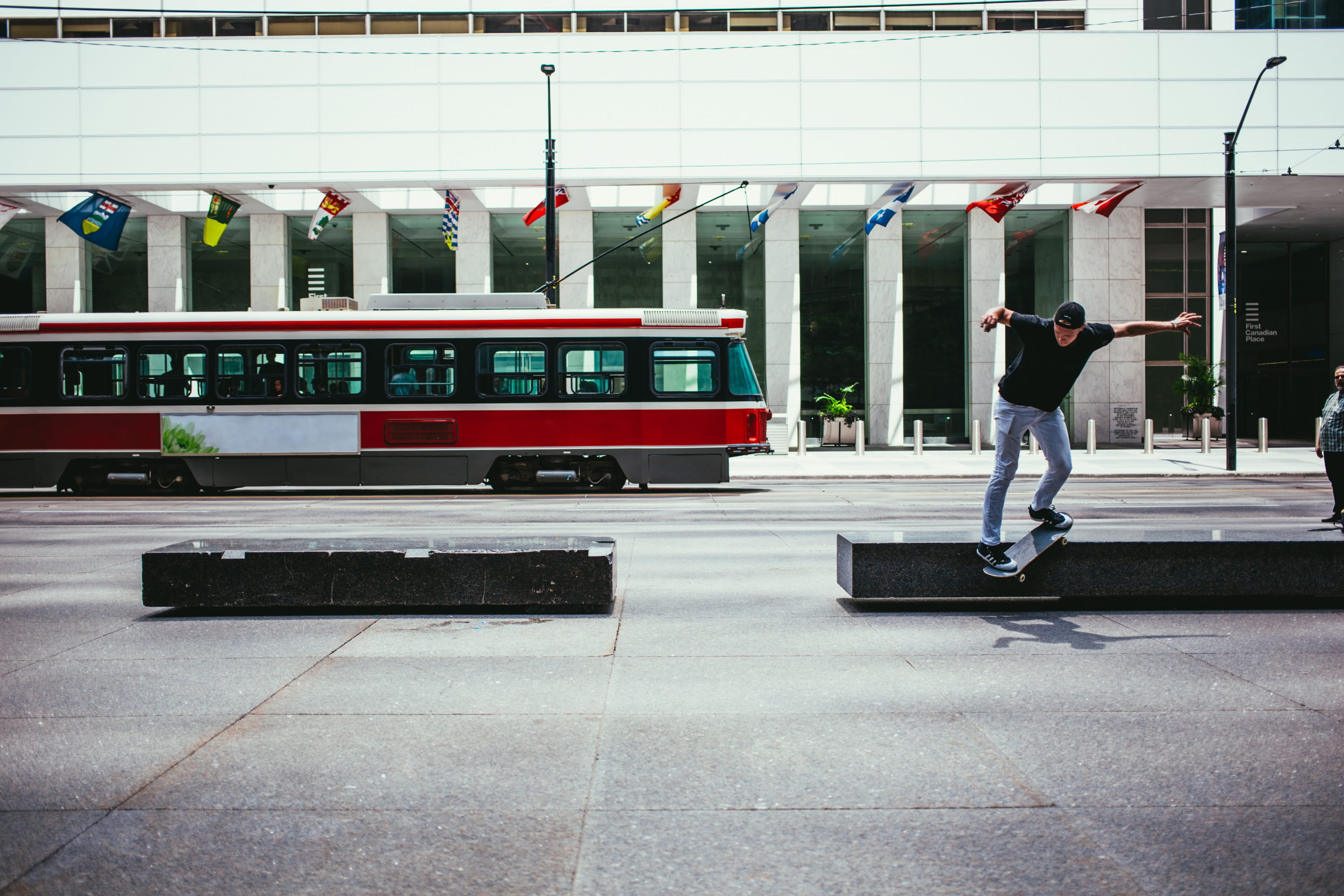 20-25 year old, mode of transportation, energy, Sunlight, real people, kickflip, skater, stunt, train, jawdropping, fast, architecture, style, one person, HD Wallpaper