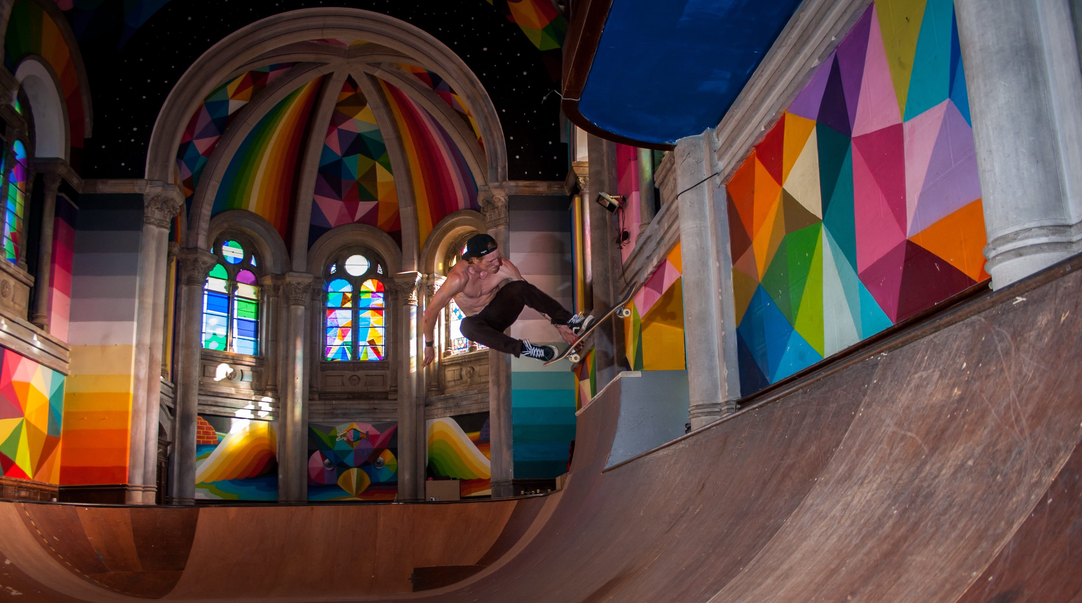 man, lifestyle, ramps, colorful, holding, child, extreme sports, range of motion, outdoors, skate, leisure activity, day, sporty, sport, skateboarder, la iglesia, HD Wallpaper
