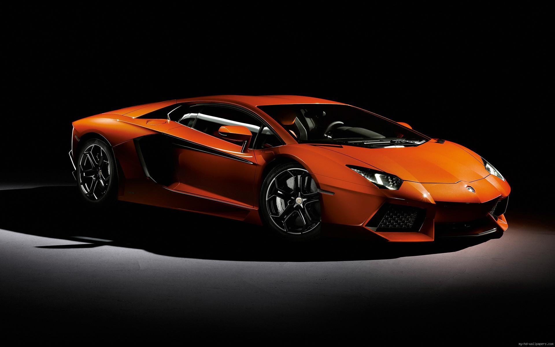 orange, lamborghini, transport, aventador, 1080P, car, sports, profile, HD Wallpaper