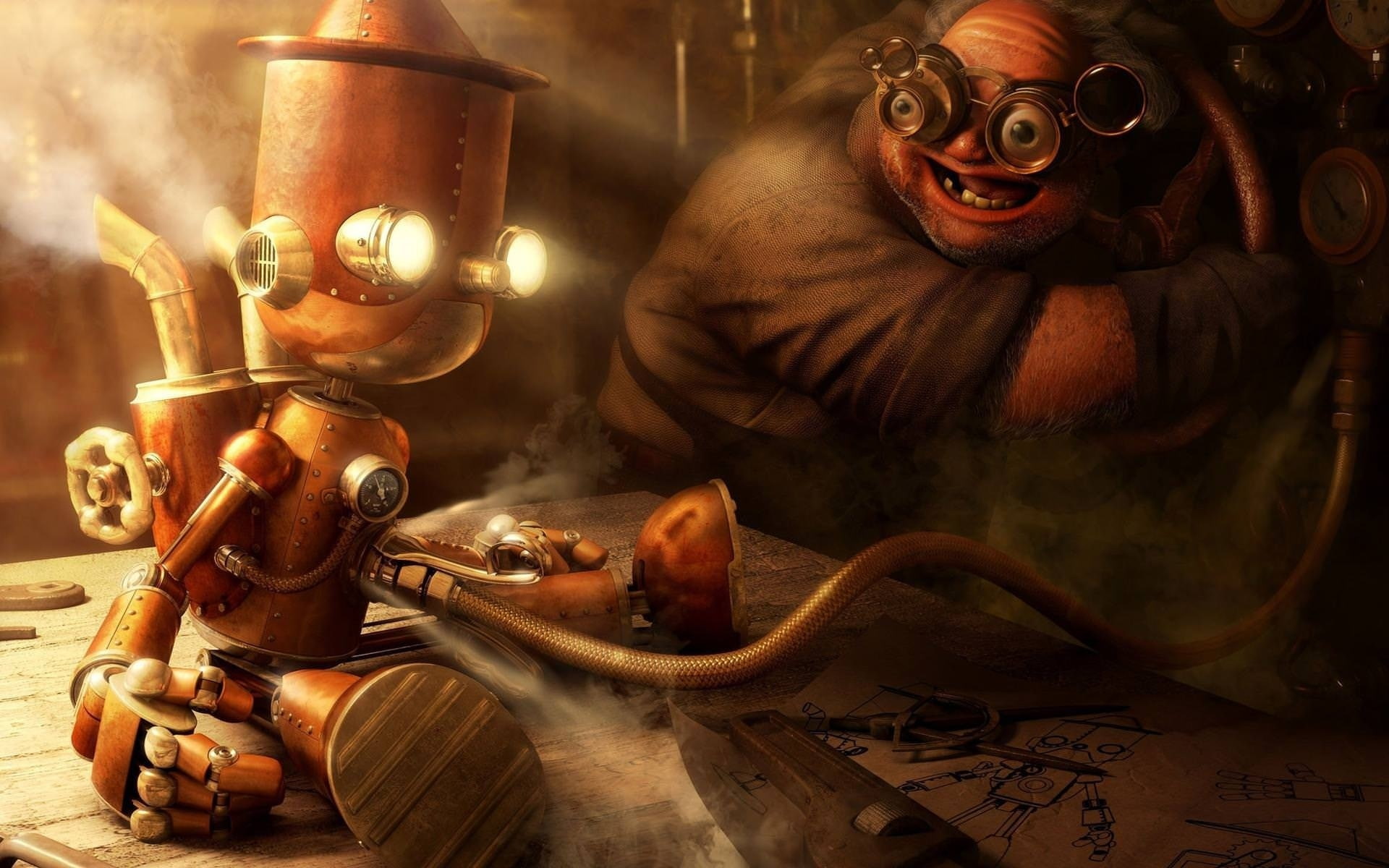 steampunk, inventor, 1080P, HD Wallpaper