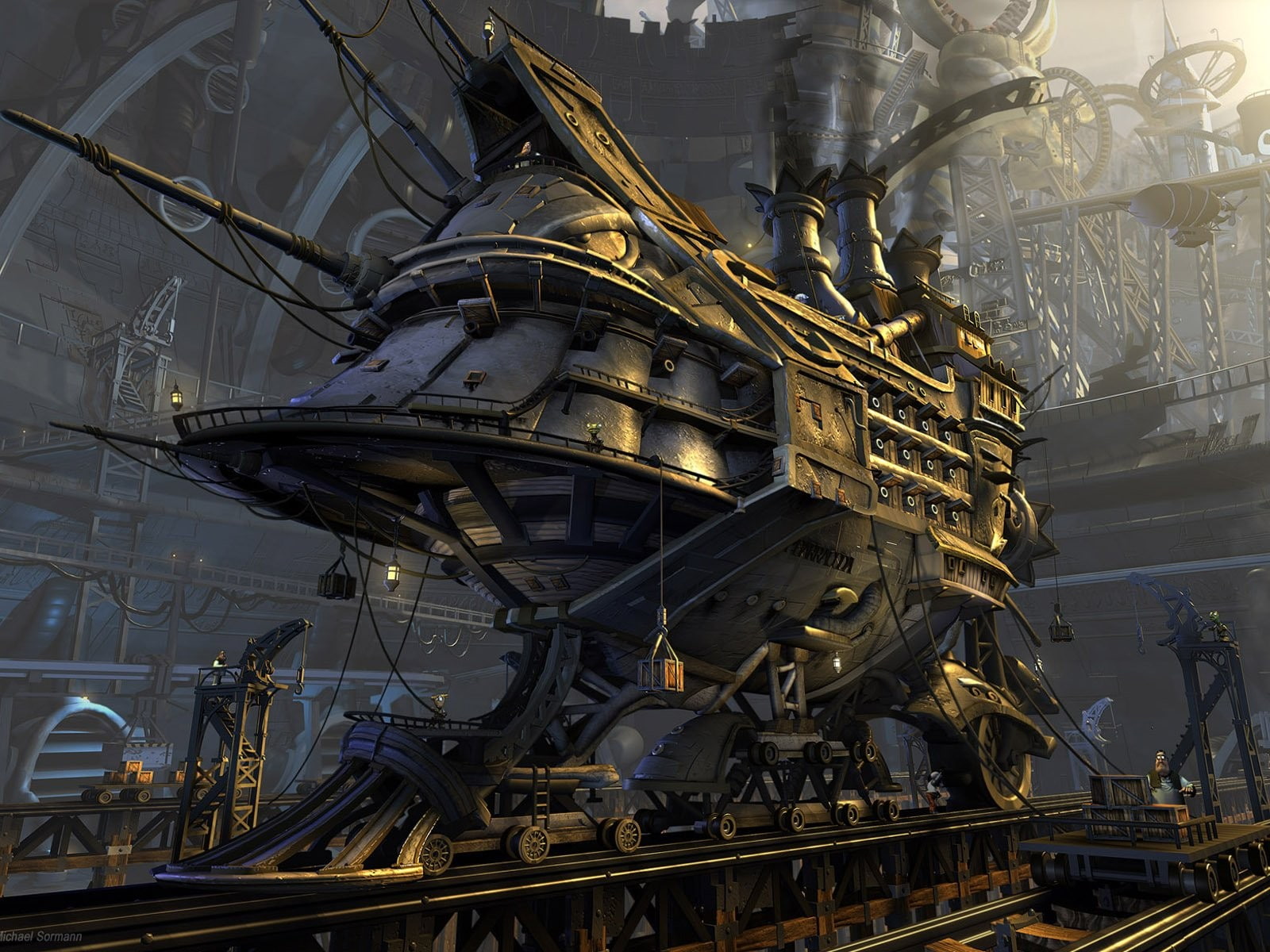 travel, outdoors, water, technology, 720P, nautical vessel, no people, building exterior, fuel and power generation, fantasy art, steampunk, built structure, HD Wallpaper