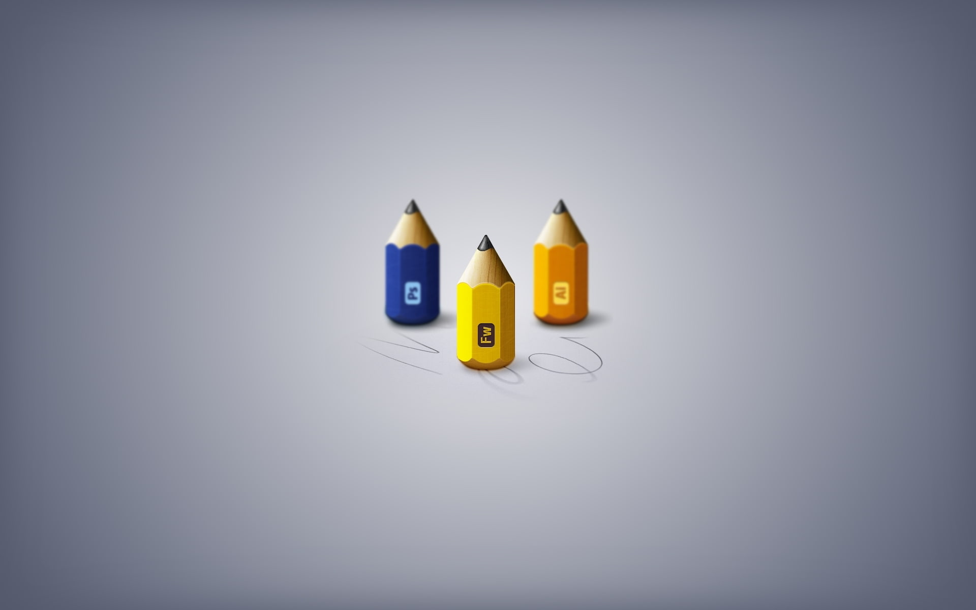 illustrator, adobe, fireworks, pencils, 1080P, photoshop, minimalism, HD Wallpaper