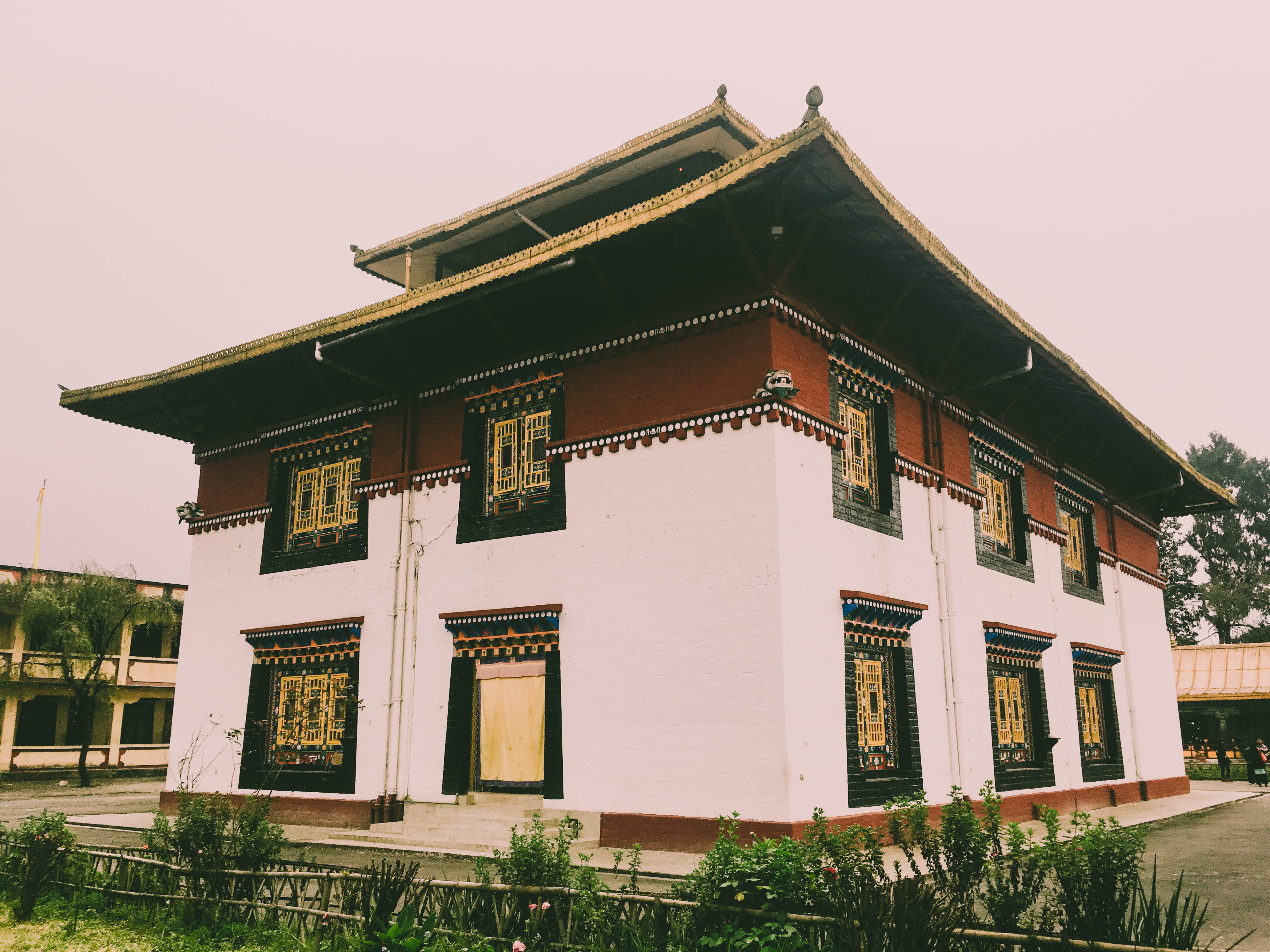 tower, outdoors, roof, buddhist, nature, clear sky, shrine, cottage, plant, built structure, person, entrance, place of worship, sikkim, building, sky, HD Wallpaper