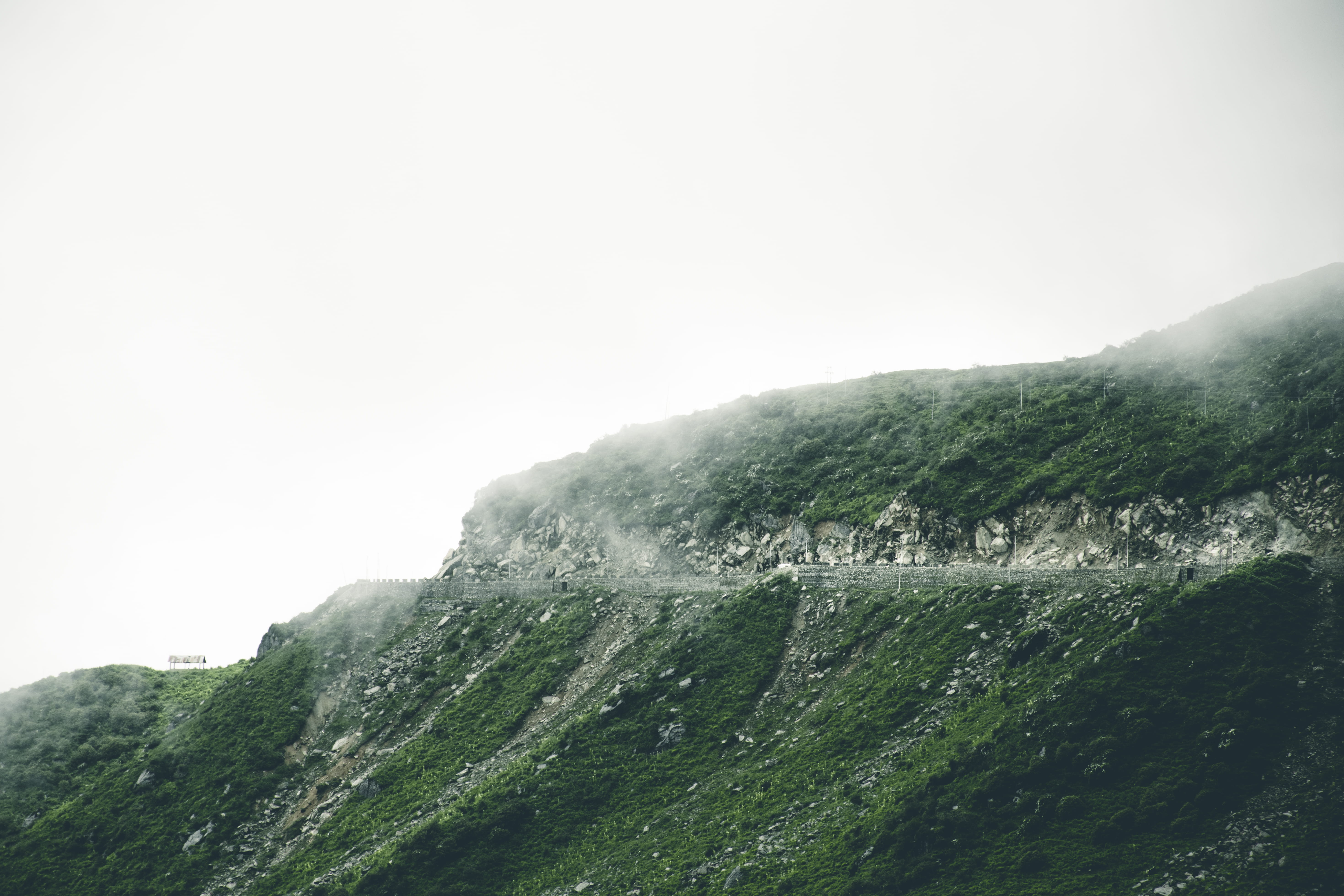 nature, stones, beauty in nature, moody, no people, road, 5K, copy space, water, railing, non-urban scene, scenics - nature, mountain peak, environment, HD Wallpaper
