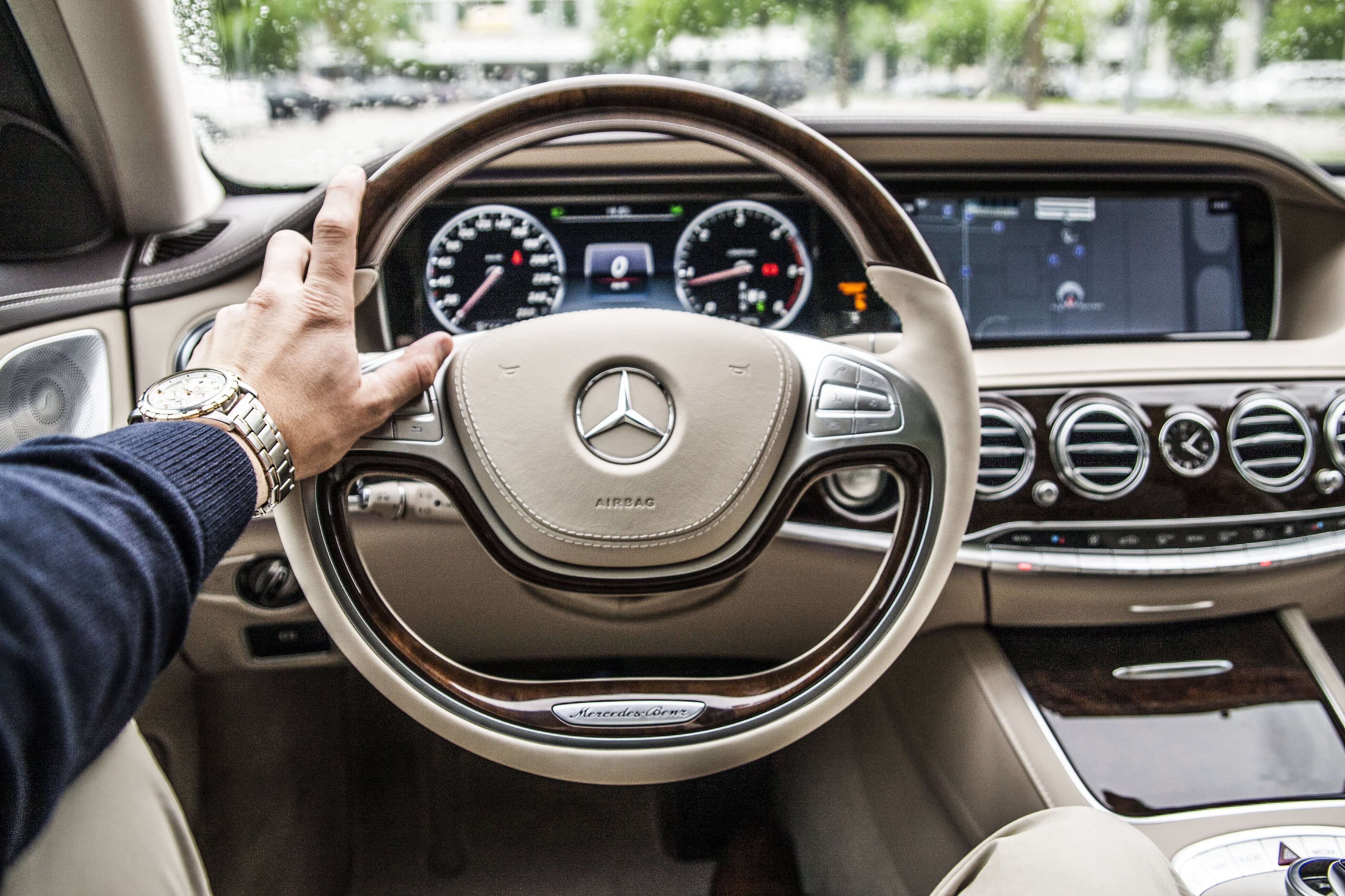 benz, control, car, speedometer, control panel, driver, car interior, wheel, modern, motor vehicle, land Vehicle, mode of Transport, luxury, new, outdoors, HD Wallpaper