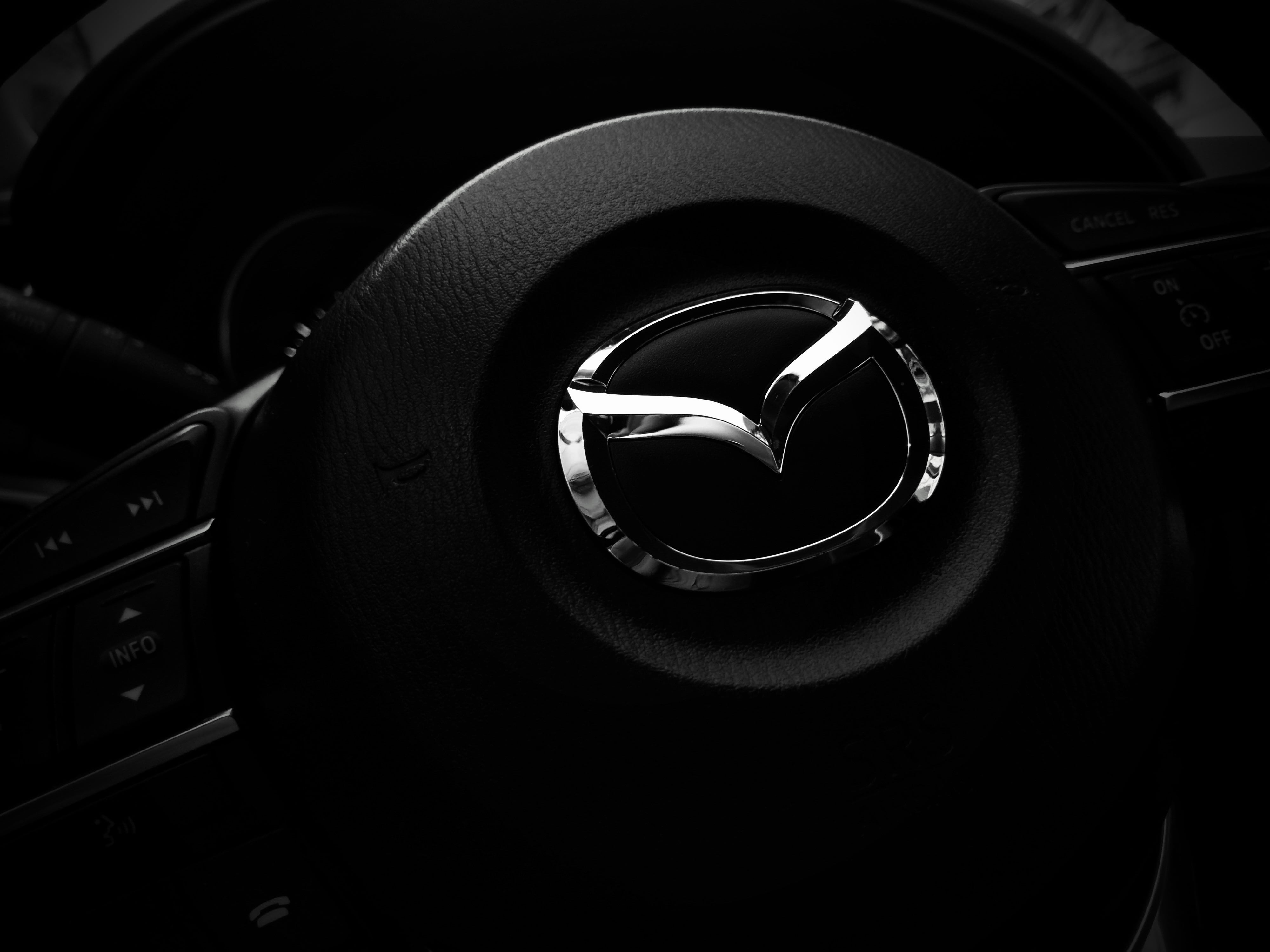 design, dashboard, driving, black, mode of transportation, no People, luxury, metal, black Color, geometric shape, control, car, speedometer, logo, speed, HD Wallpaper