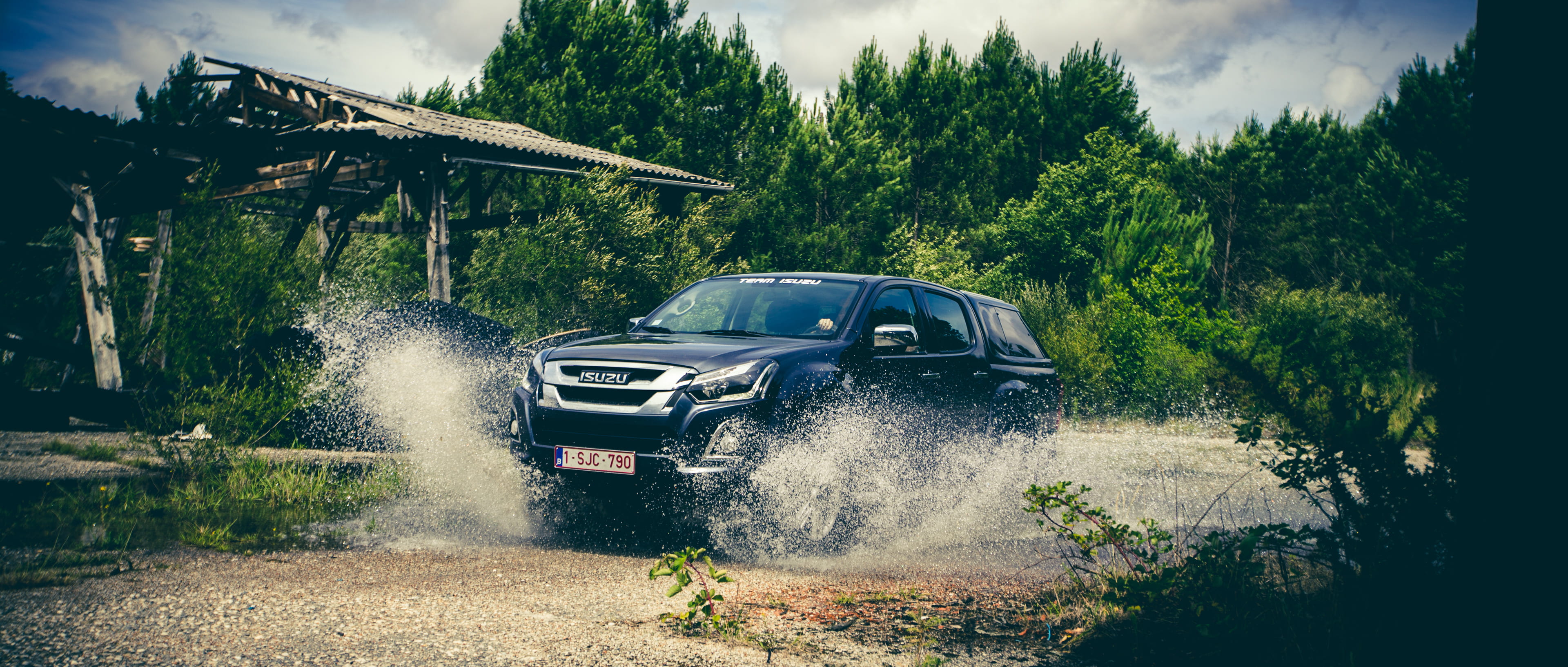 mode of transportation, 4x4, black, shell, car, cloud - sky, water, forest, isuzu, plant, sky, rain, crew, sports utility vehicle, nature, max, splash, HD Wallpaper