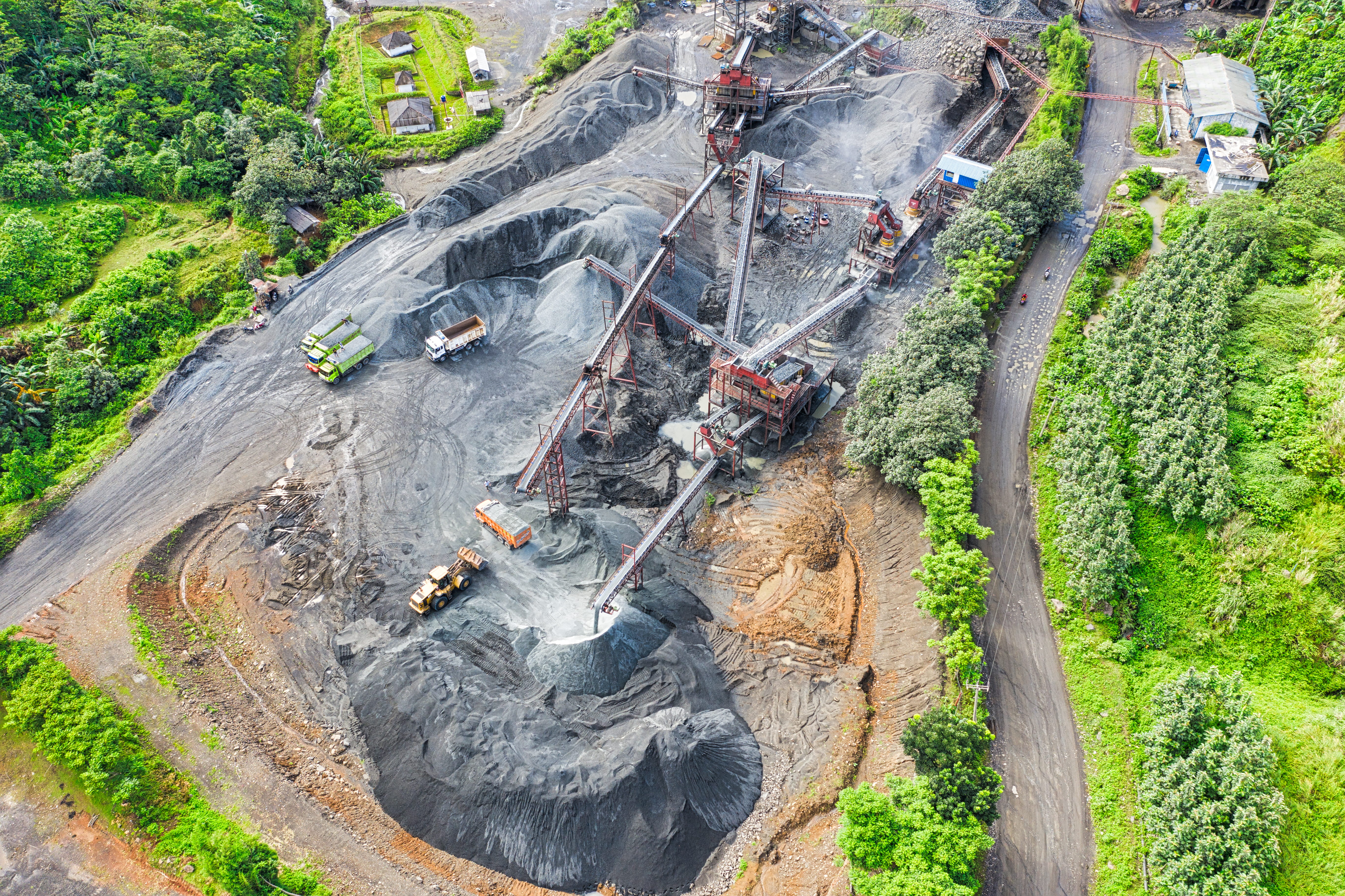 green, landscape, rural, nature, s, plant, loader, mine, aerial view, green color, birds eye view, trees, steel, no people, solid, industrial plant, outdoors, HD Wallpaper