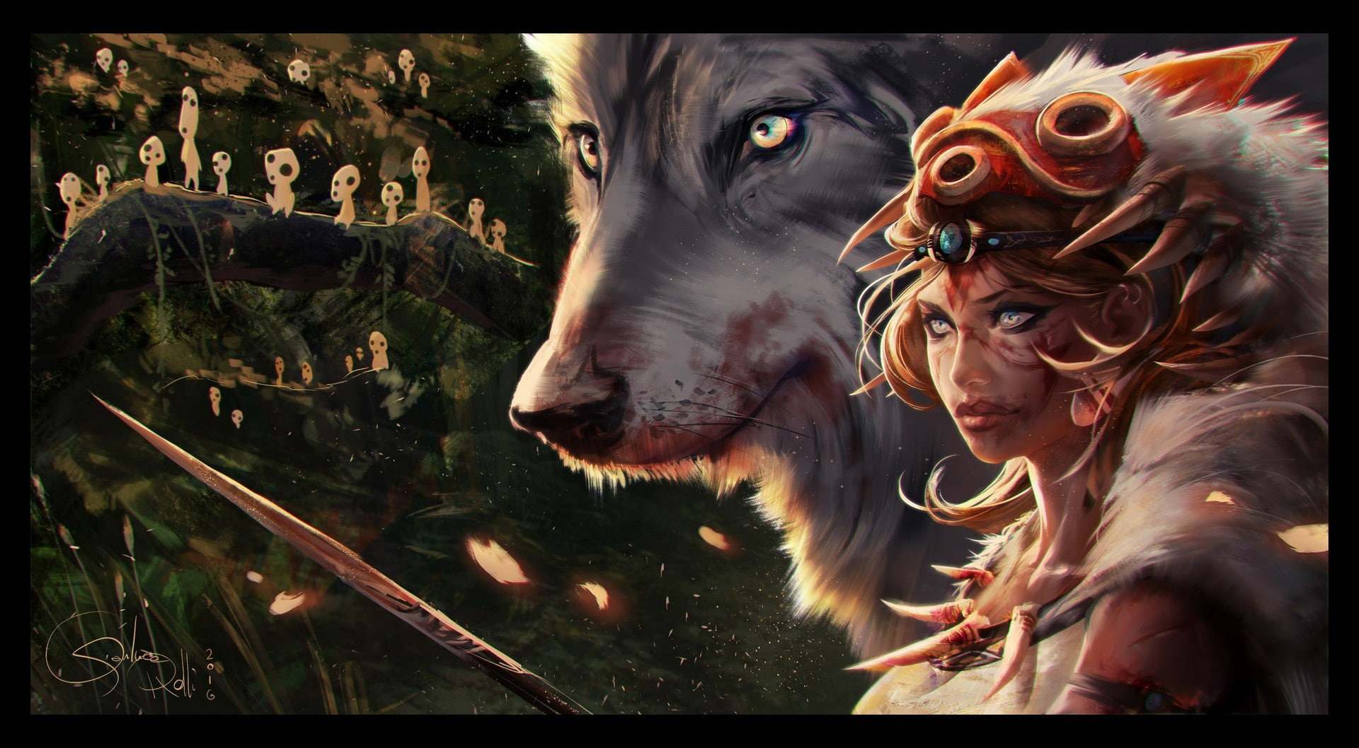 Princess Mononoke, fantasy art, 1080P, HD Wallpaper