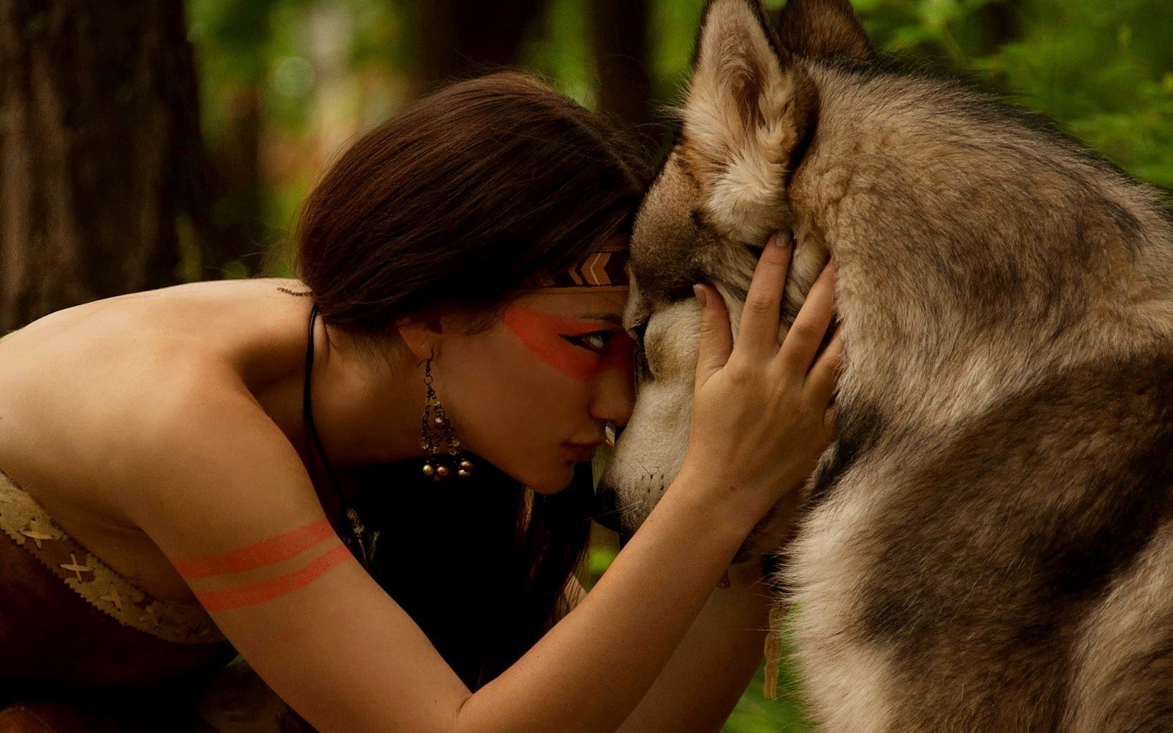 women, Princess Mononoke, cosplay, 720P, wolf, brunette, HD Wallpaper