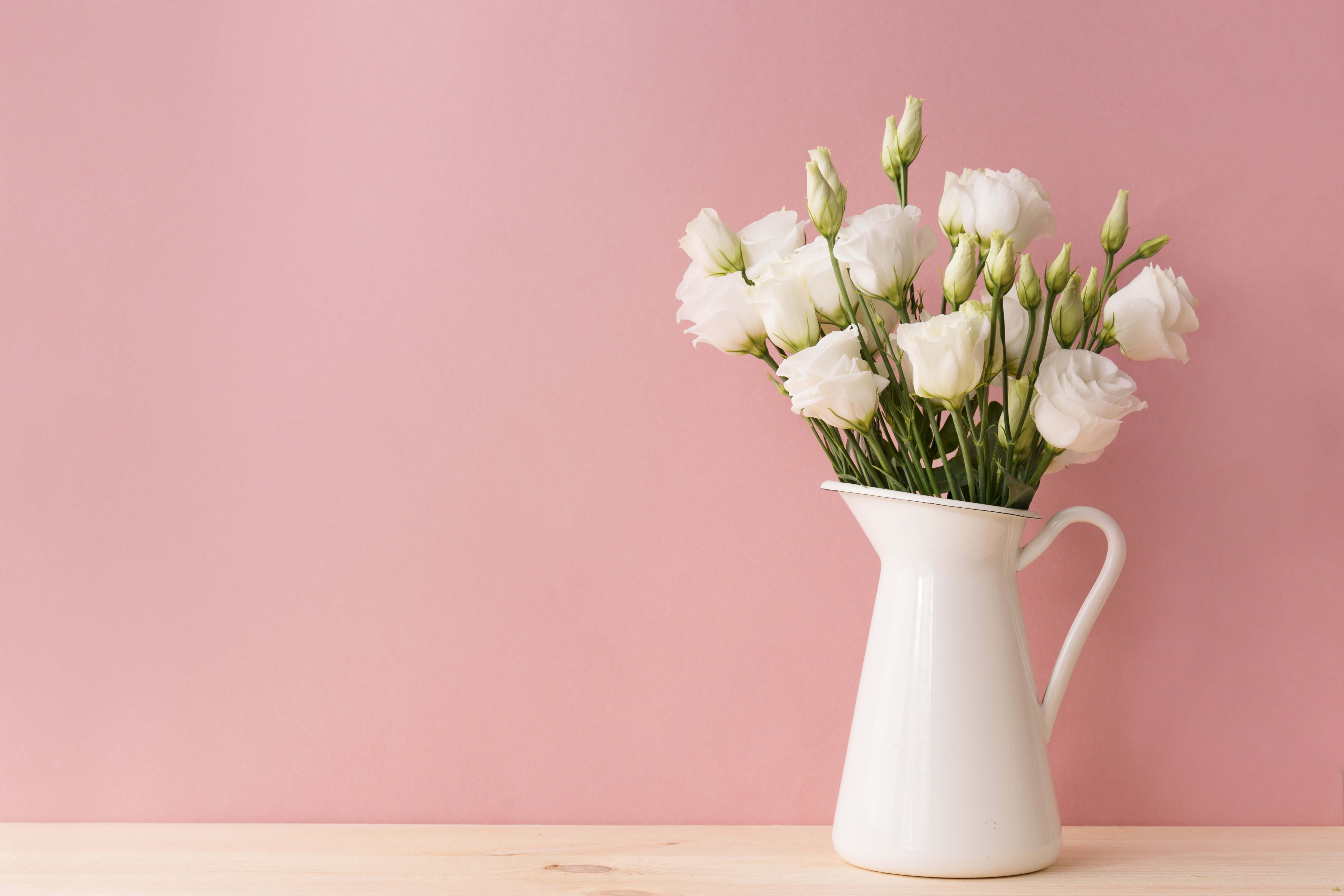 bouquet, Flowers, Eustoma, vase, 5K, HD Wallpaper