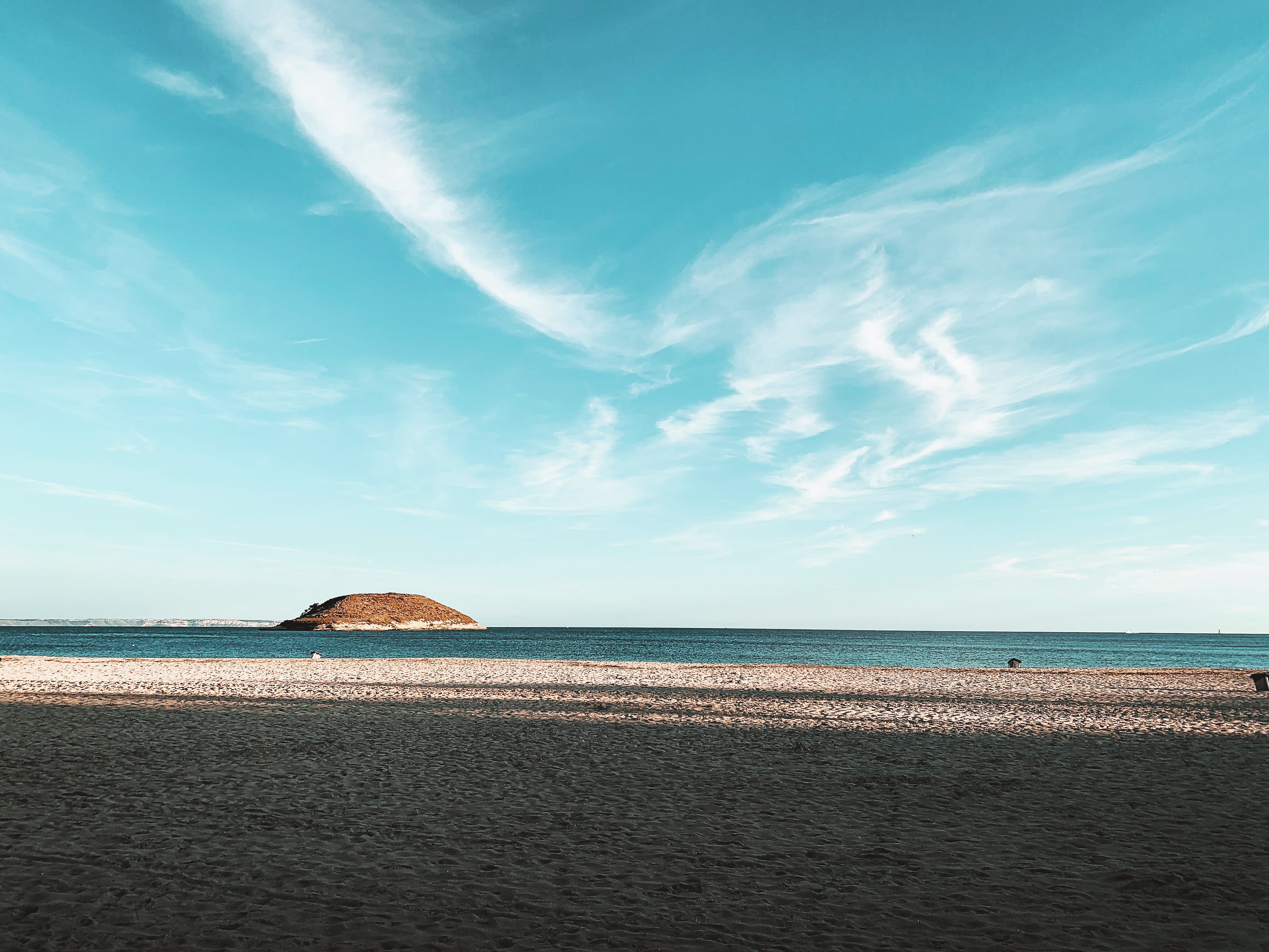 blue, horizon over water, no people, scenics - nature, brown, island, person, non-urban scene, landscape, beach, tranquility, spain, beauty in nature, sky, HD Wallpaper