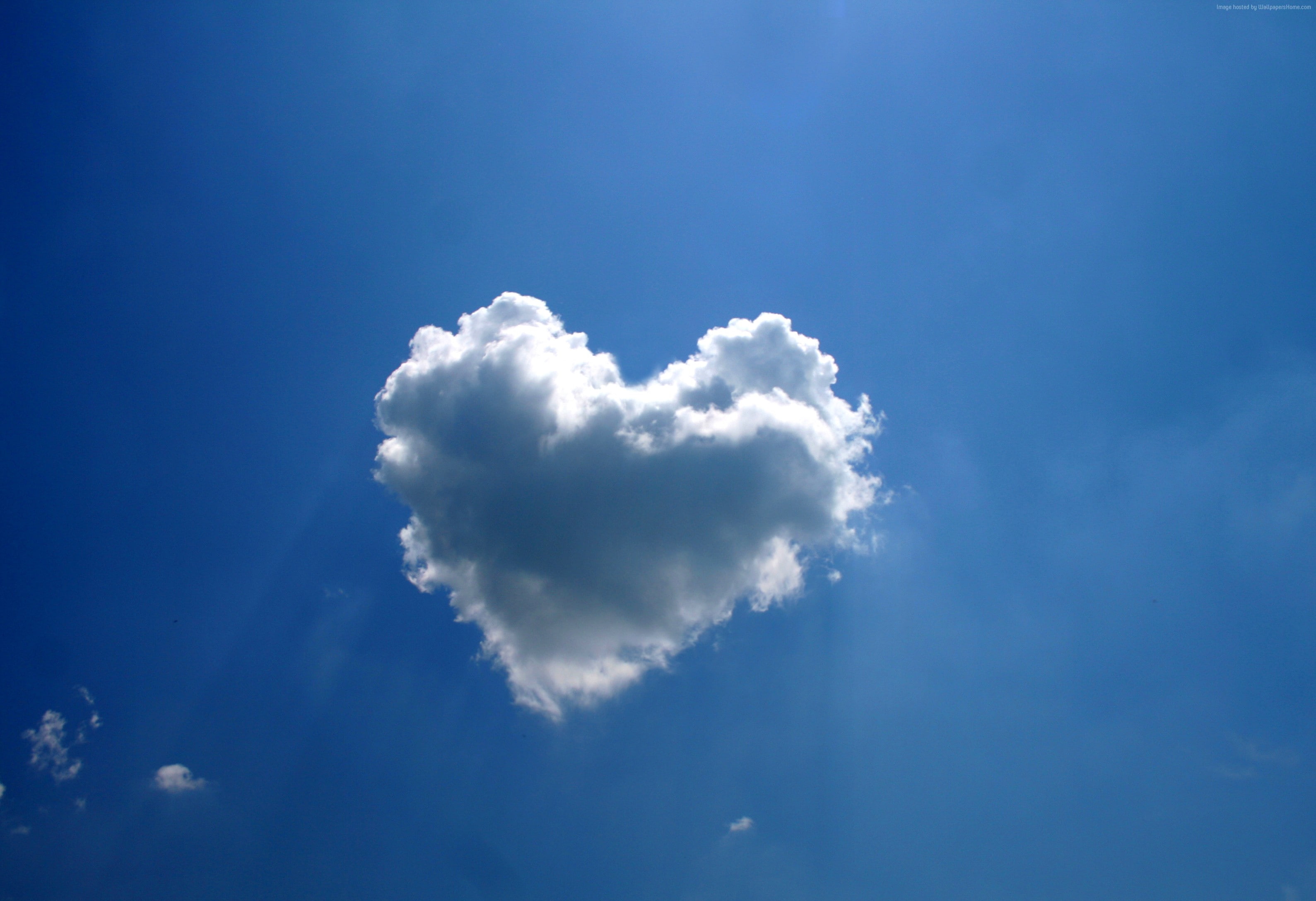 outdoors, valentines day - holiday, sunlight, clouds, positive emotion, tranquil scene, scenics - nature, sky, meteorology, nature, heart, no people, blue, HD Wallpaper
