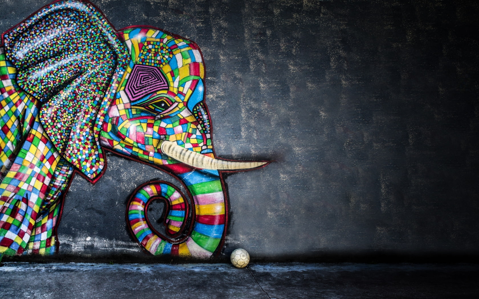 grafitti, wall, Elephant, 720P, colorful, HD Wallpaper