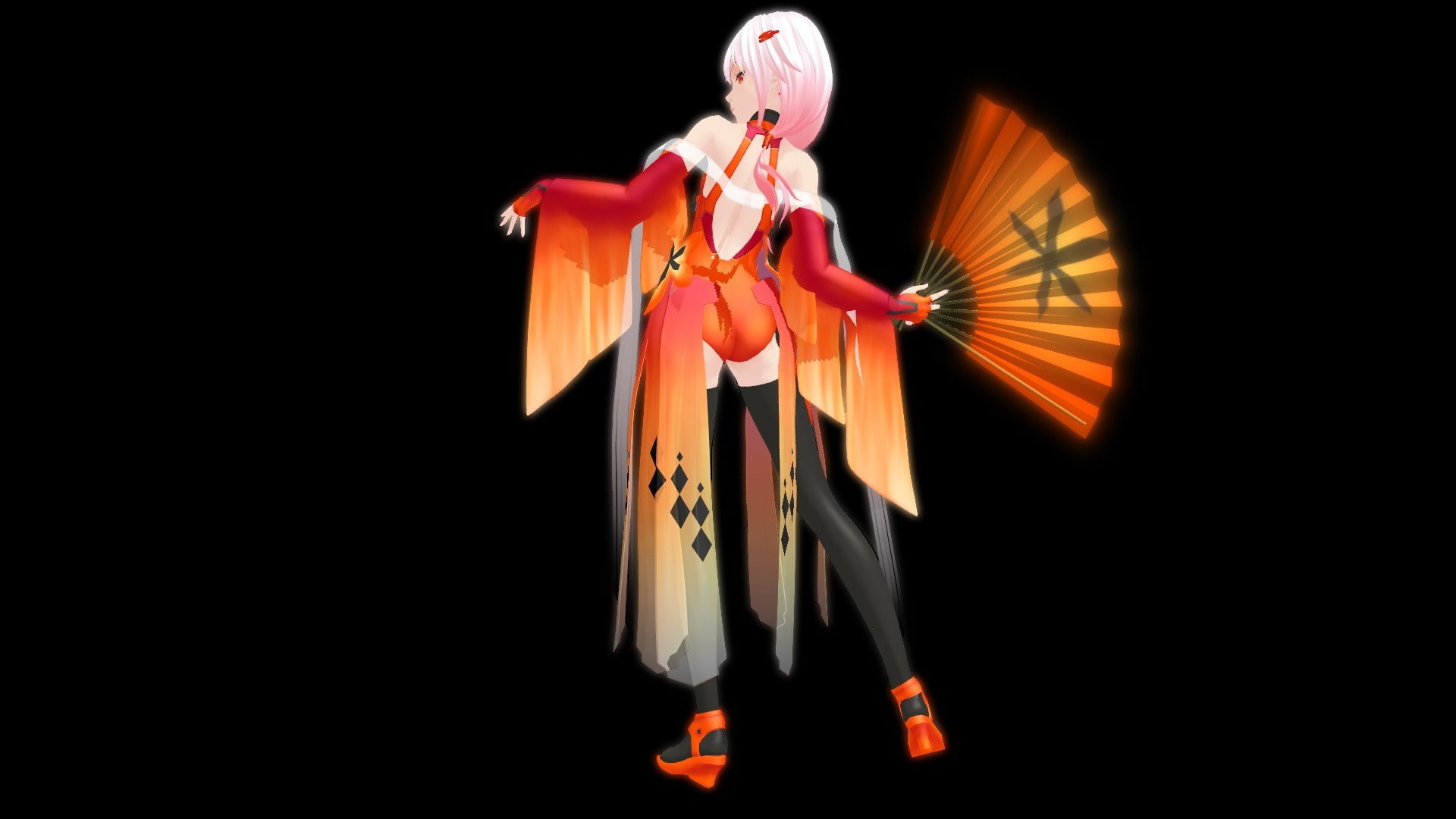 standing, red, Yuzuriha Inori, 1080P, copy space, anime, indoors, traditional clothing, performance, arts culture and entertainment, creativity, character, HD Wallpaper
