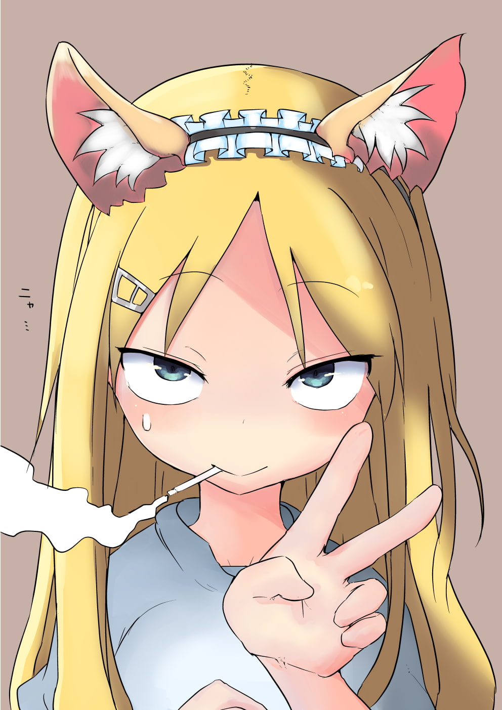 720P, long hair, animal ears, Danna ga Nani o Itteiru ka Wakaranai-Ken, blonde, Kaoru Samura, smoking, Phone HD Wallpaper
