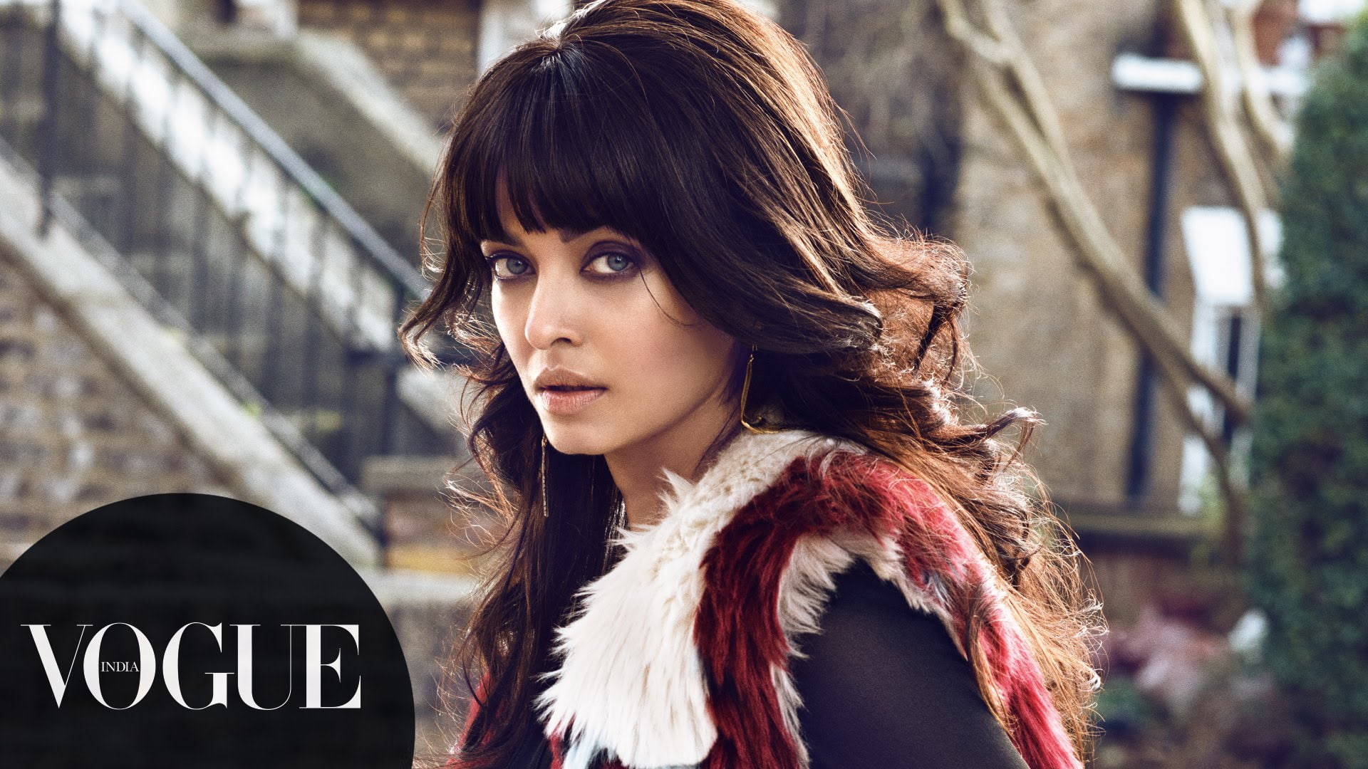 fur, Vogue India, Photoshoot, Aishwarya Rai, portrait, white, top, vogue, red, 1080P, overlay, woman, HD, Bachchan, HD Wallpaper