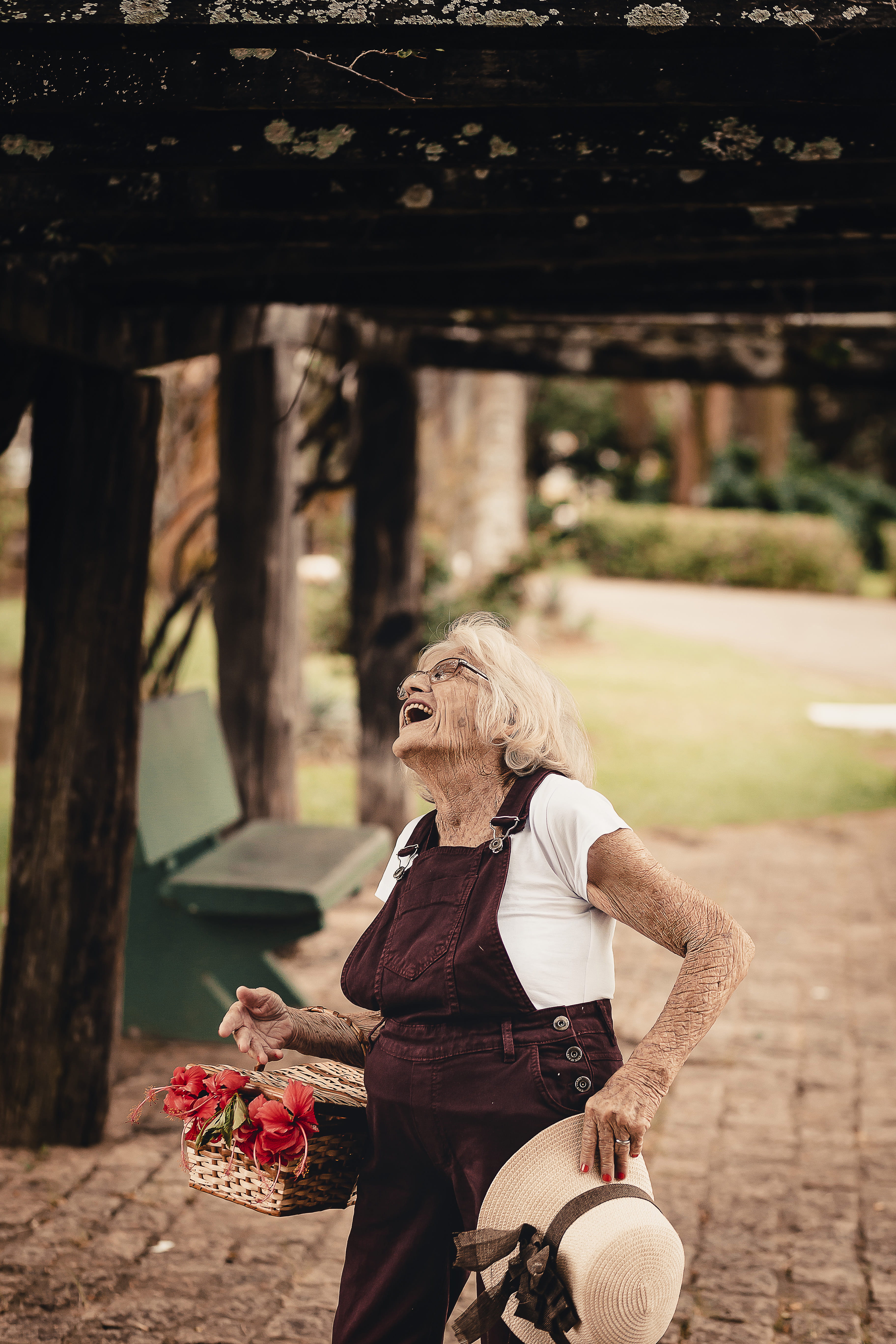 nature, wear, day, tree, dungaree, focus on foreground, architecture, recreation, wearing, toy, elderly, one person, sunhat, leisure, joy, brown, lifestyles, Phone HD Wallpaper