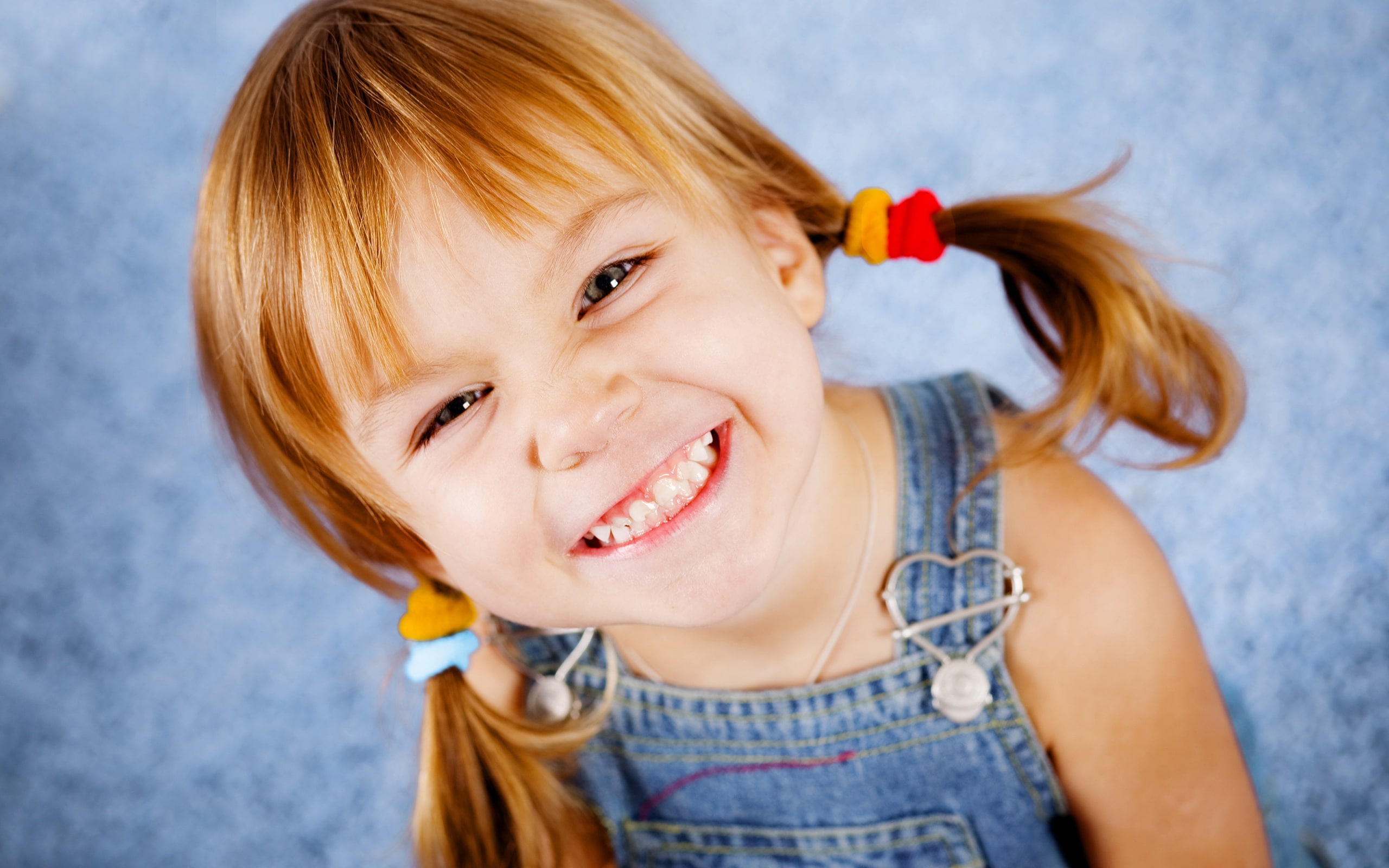 Girl, dungaree, 2K, s, blue, Smile, Happy, Little, HD Wallpaper