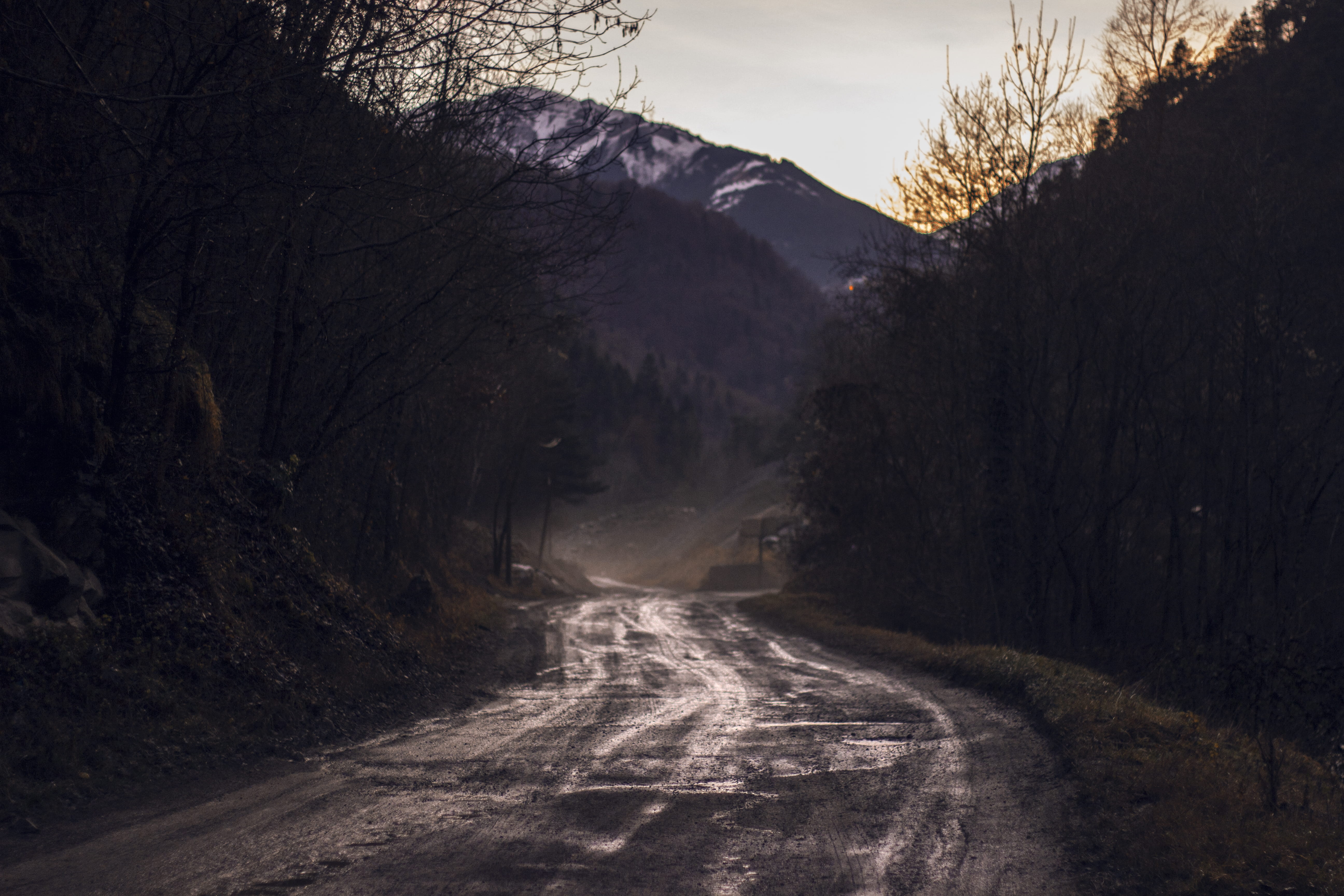 tranquil scene, 5K, forest, méribel, the way forward, scenics - nature, water, france, flowing water, road, no people, mountain range, outdoors, sky, direction, HD Wallpaper