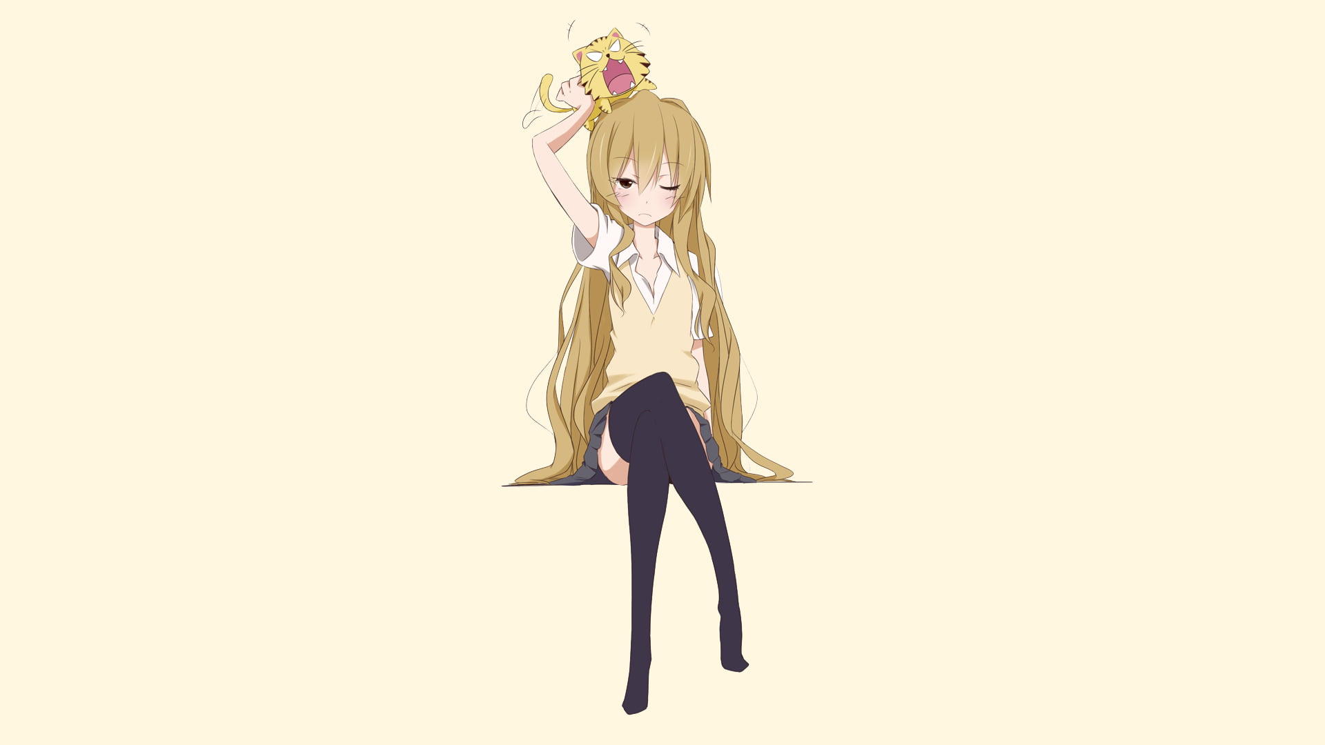 indoors, one person, young women, standing, lifestyles, studio shot, digital, anime, adult, colored background, anime girls, arms raised, 1080P, HD Wallpaper
