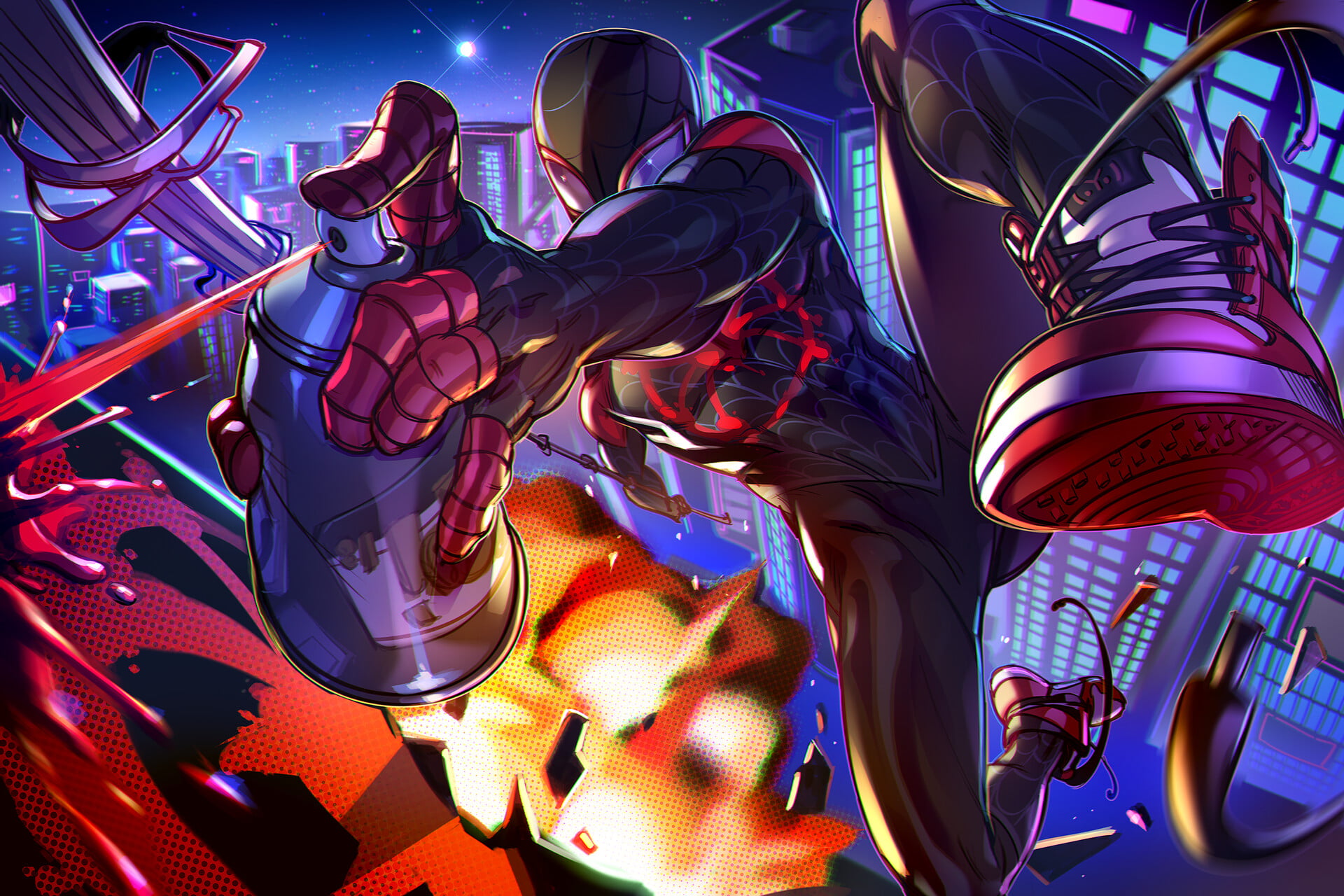 Miles Morales, Movie, Spider-Man, 1080P, Marvel Comics, Fan Art, Spider-Man: Into The Spider-Verse, HD Wallpaper