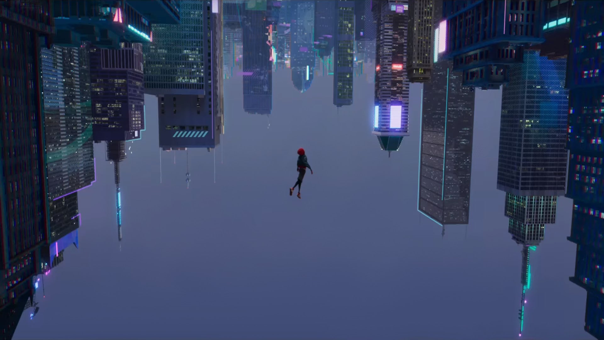 Skyscraper, 1080P, Neon lights, spider, Miles Morales, man, HD Wallpaper