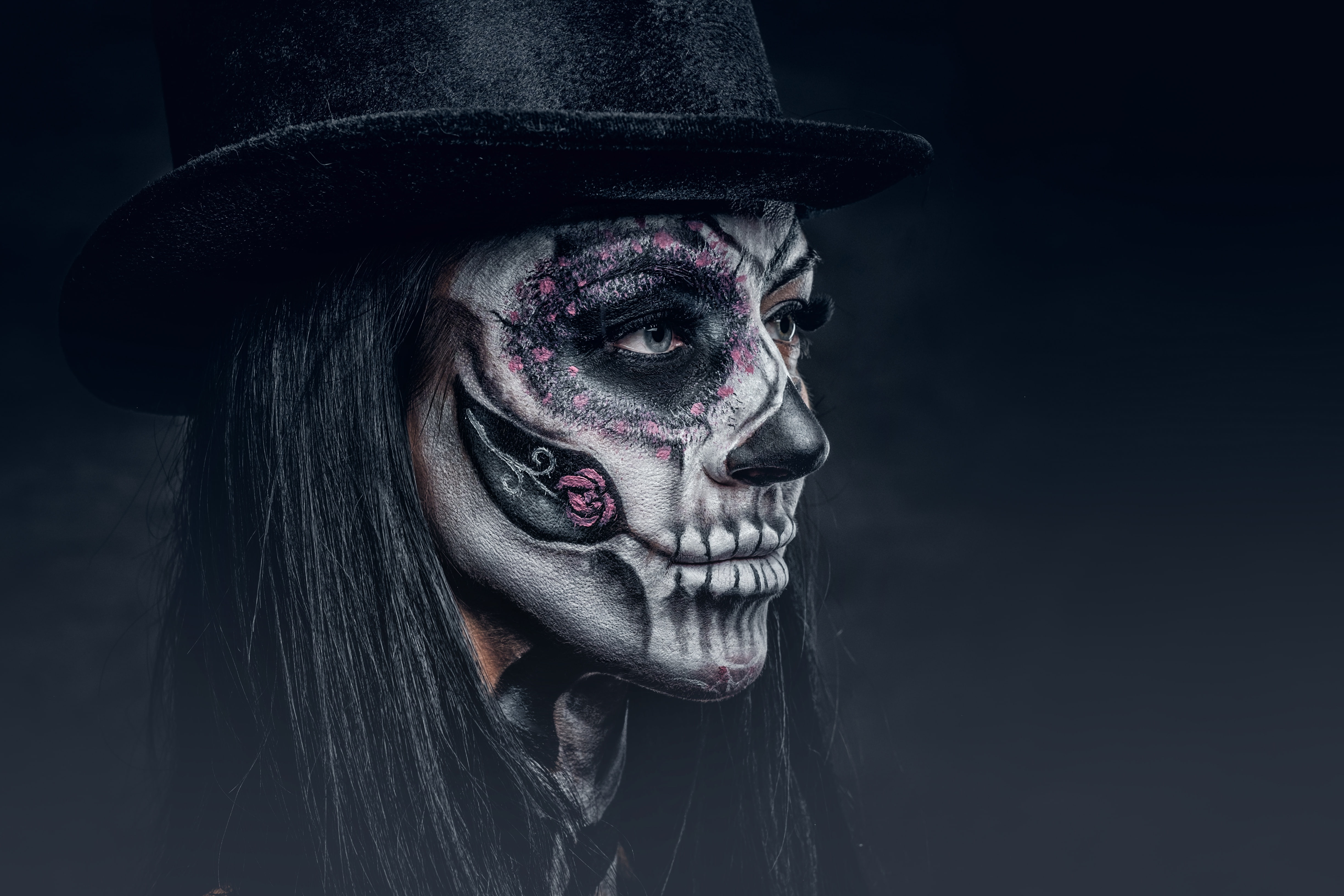 4K, hatter, day of the dead, makeup, woman, HD Wallpaper