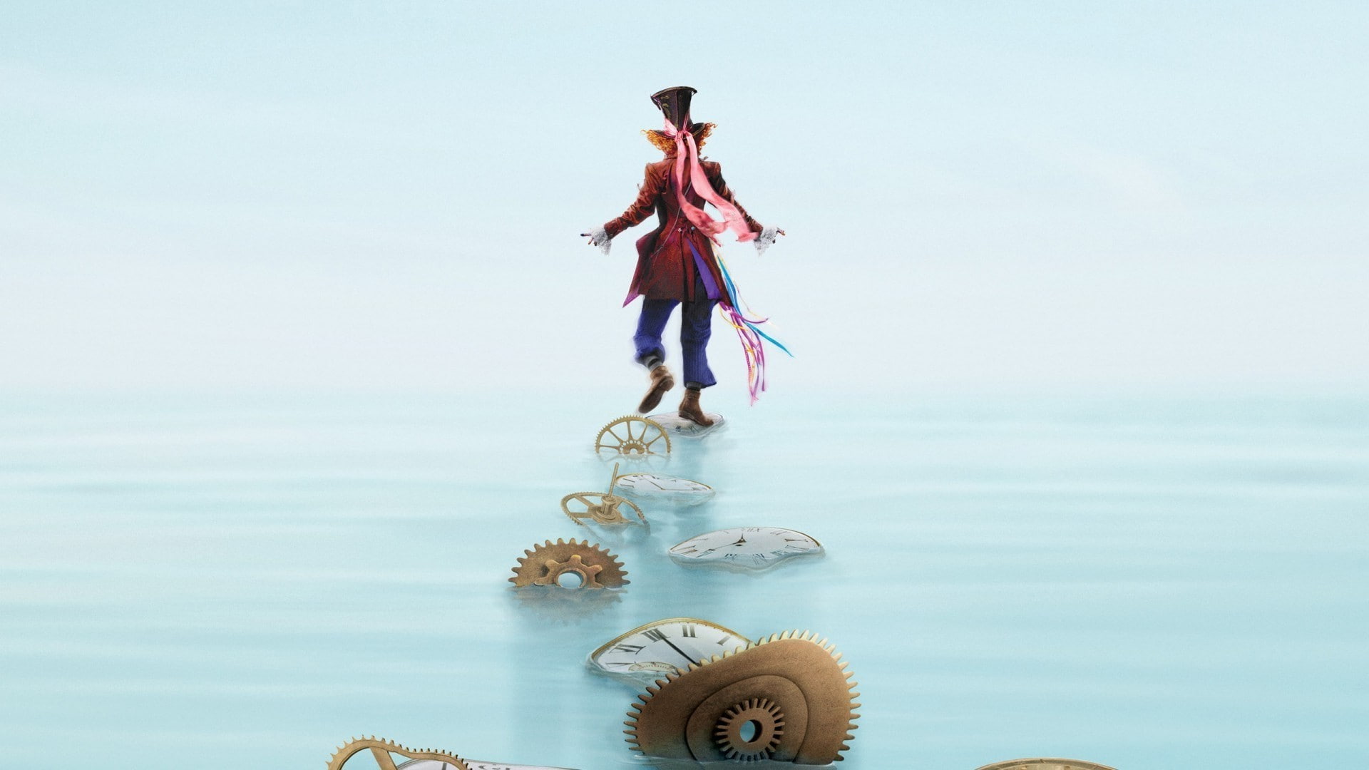 1080P, mad hatter redhead men walking alice through the looking glass movies film posters top hats clocks clockwork gears water, HD Wallpaper