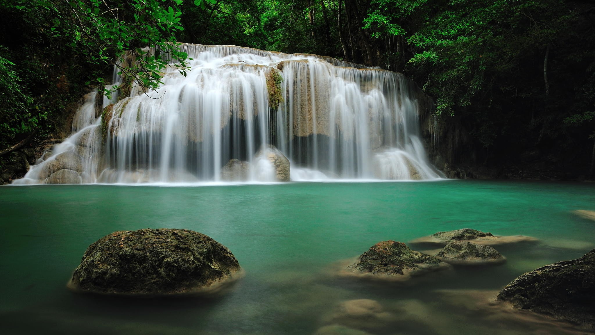nature, peaceful, 1080P, long exposure, peace, waterfall, HD Wallpaper