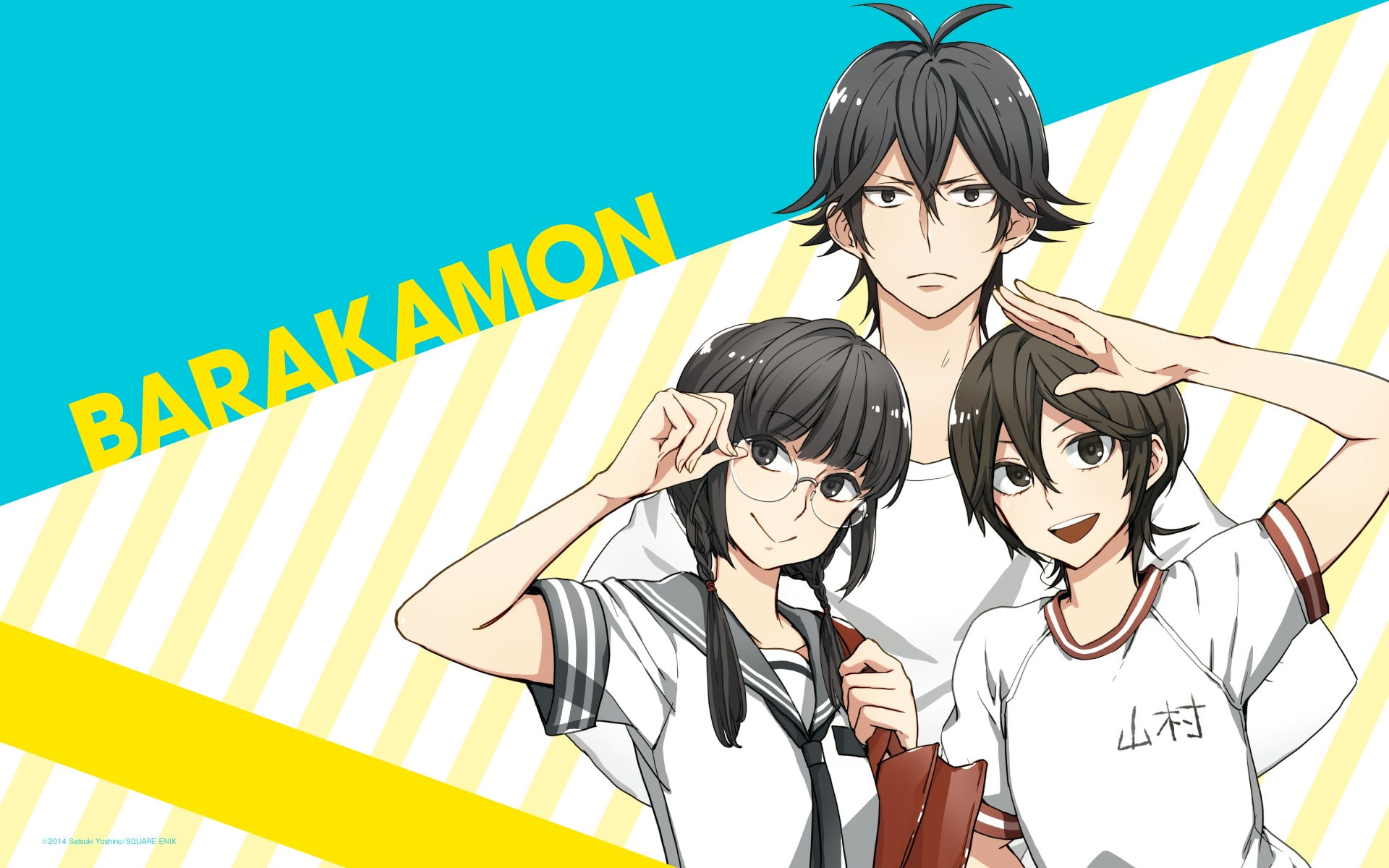 people, front view, men, lifestyles, adult, Kotoishi Naru, females, young men, women, looking at camera, text, hairstyle, anime, holding, Barakamon, Handa Seishuu, HD Wallpaper