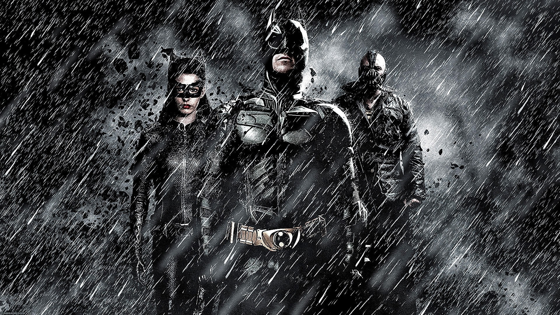 MessenjahMatt, water, The Dark Knight Rises, 1080P, bane, movies, day, outdoors, torrential rain, leisure activity, wet, people, catwoman, rain, Anne Hathaway, HD Wallpaper