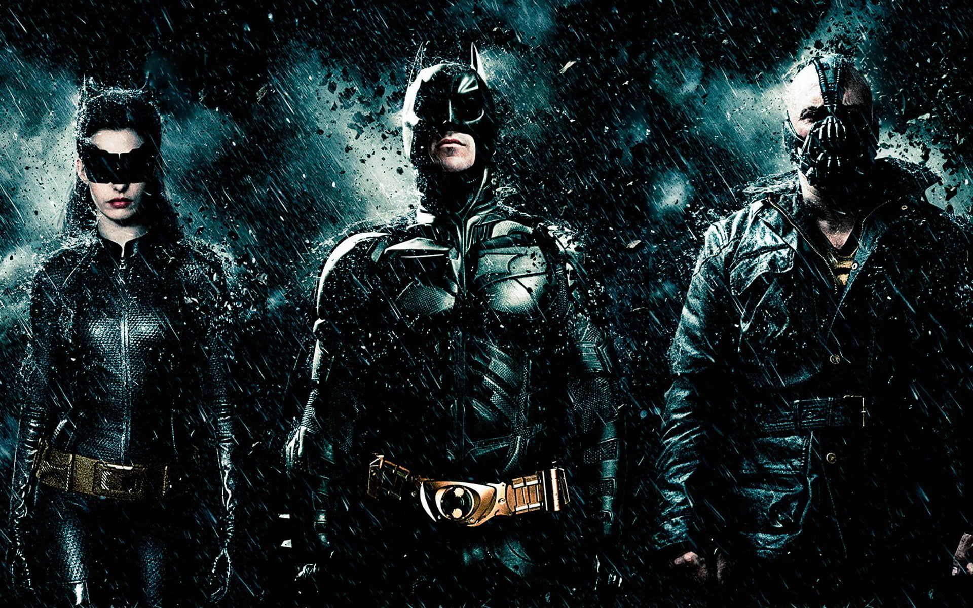 Selina Kyle, Rain, 1080P, Bruce Wayne, Batman, Bane (DC Comics), The Dark Knight Rises, Catwoman, Bayne, Anne Hathaway, HD Wallpaper