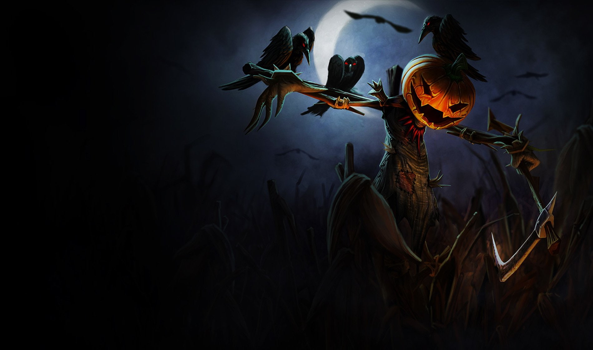 Raven, Halloween, Video Game, Wheat, Holiday, 720P, Scarecrow, Field, Jack-o-lantern, League Of Legends, Fiddlesticks (League Of Legends), HD Wallpaper