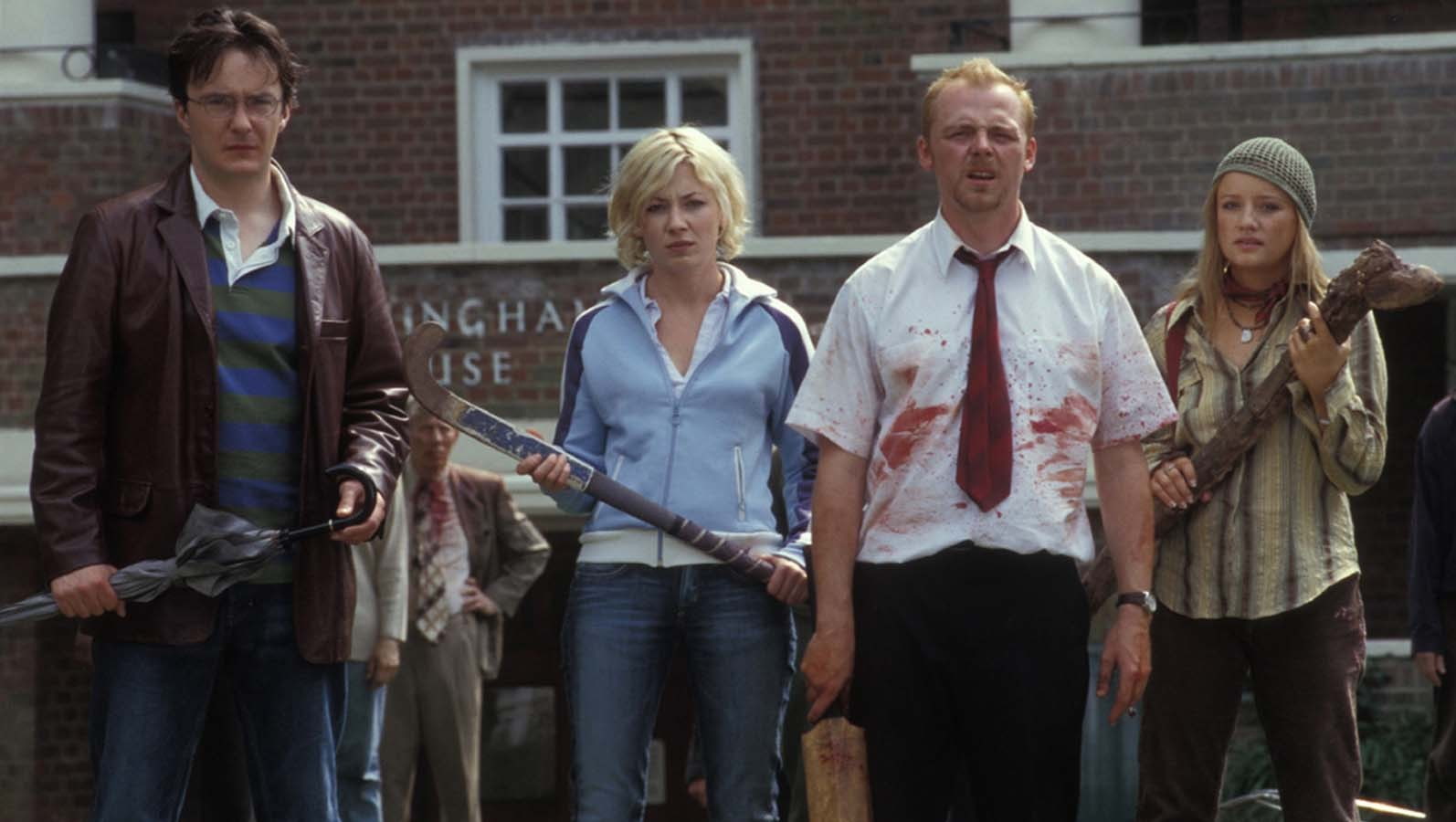 togetherness, adult, young adult, clothing, architecture, mature men, people, outdoors, building exterior, women, front view, Shaun of the Dead, 720P, HD Wallpaper