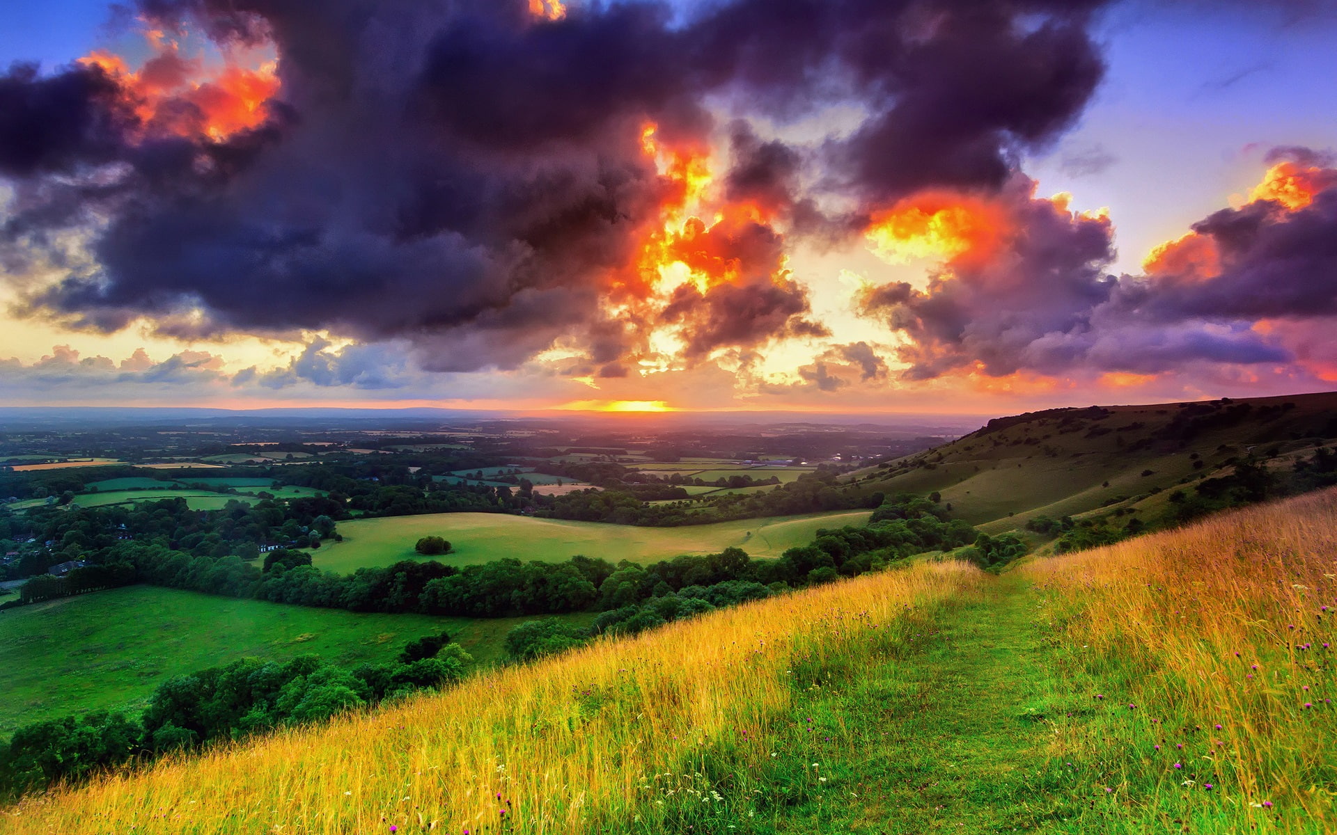 England, West, Sussex, Nature, Hassocks, Village, Clouds, Sunrise, Morning, 1080P, HD Wallpaper