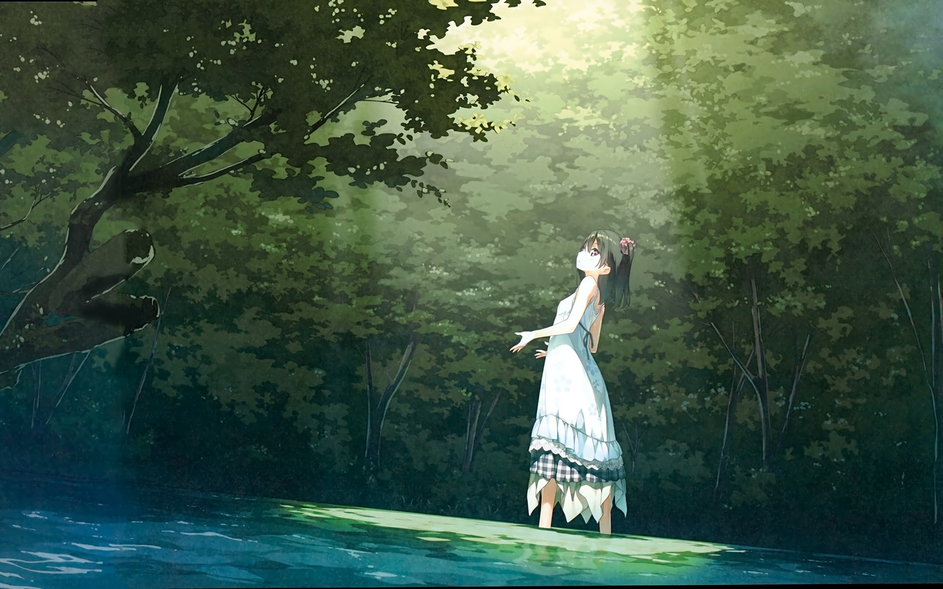 day, fashion, outdoors, lifestyles, beautiful woman, standing, full length, leisure activity, adult, nature, Kantoku, plant, anime, women, one person, dress, HD Wallpaper