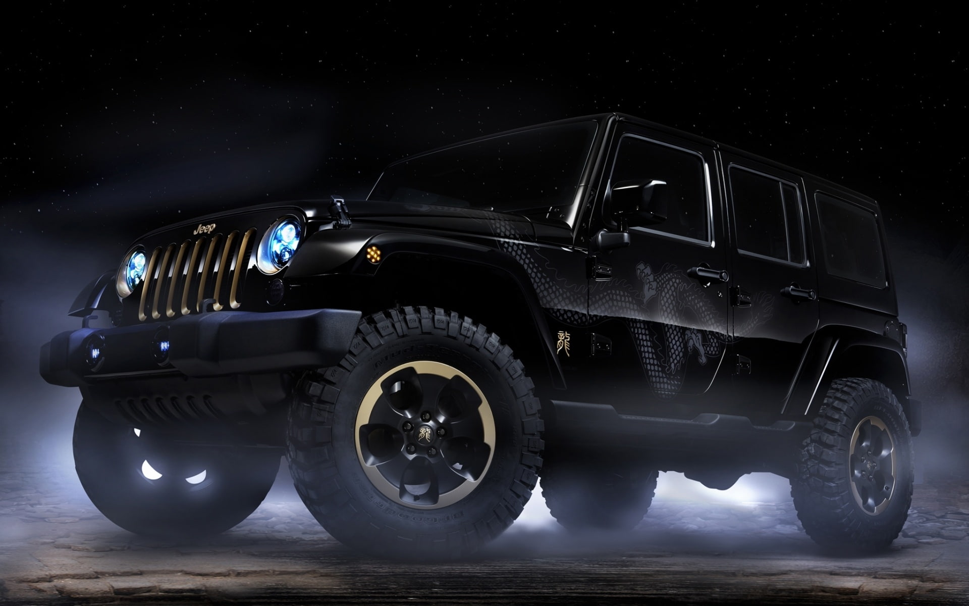 Concept, black, Jeep, Car, 1080P, Dragon, suv, Wrangler, HD Wallpaper